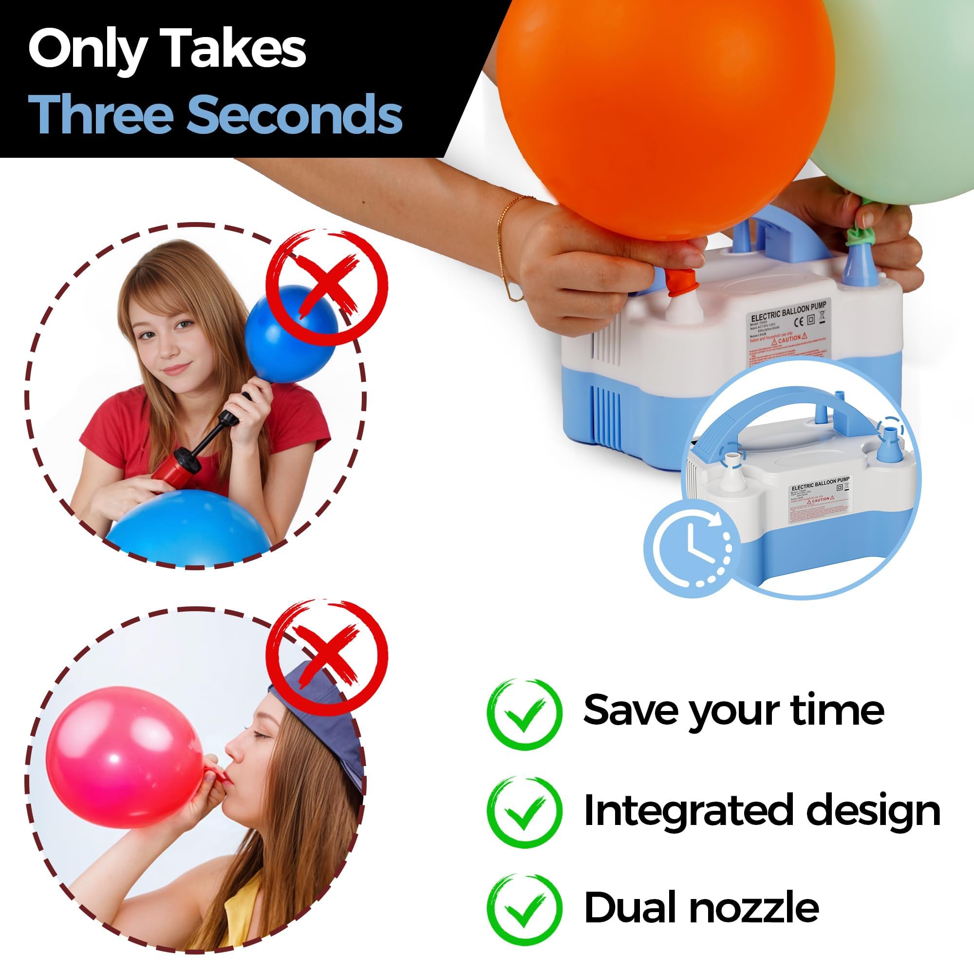 Amazon.com: DECOCKRAT Balloon Pump - Electric Dual Nozzle Air Pump
