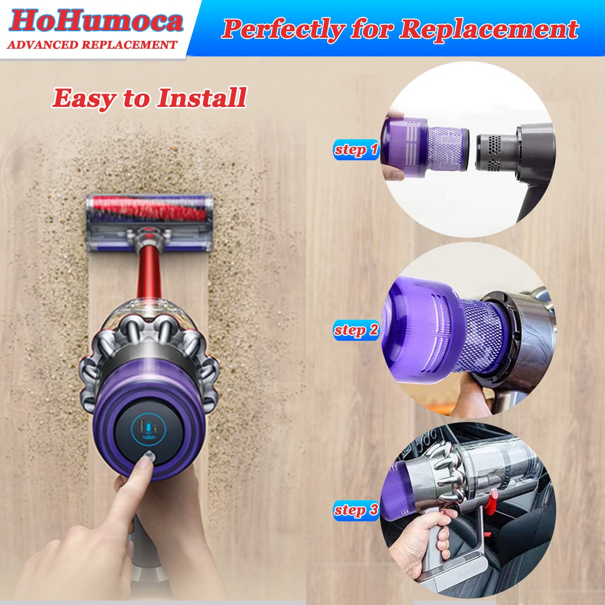 HoHumoca Dy-son V11 SV14 serisi elektrikli süpürge için yıkanabilir yedek filtre, yedek HEPA posta motor filtresi Dy-son V11 Cyclone Hayvan Absolute Total Clean SV14, DY#970013-02 ile uyumlu