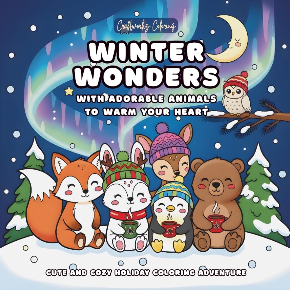 Winter Wonders With Adorable Animals to Warm Your Heart: Cozy Coloring Book for Kids & Teens for Holiday Relaxation and Stress Relief Coloring (
