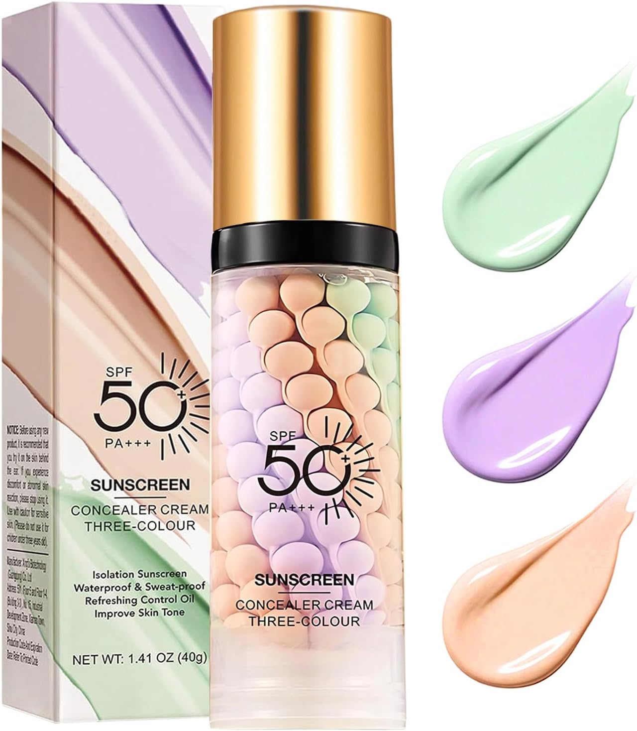 Primer for Face Before Makeup, SPF 50 Sunscreen Isolation Cream, One Step Color Correcting & Oil Control, Moisturizing, 3 In1 Color Corrector Primer Facial Serum, Radiance Skin