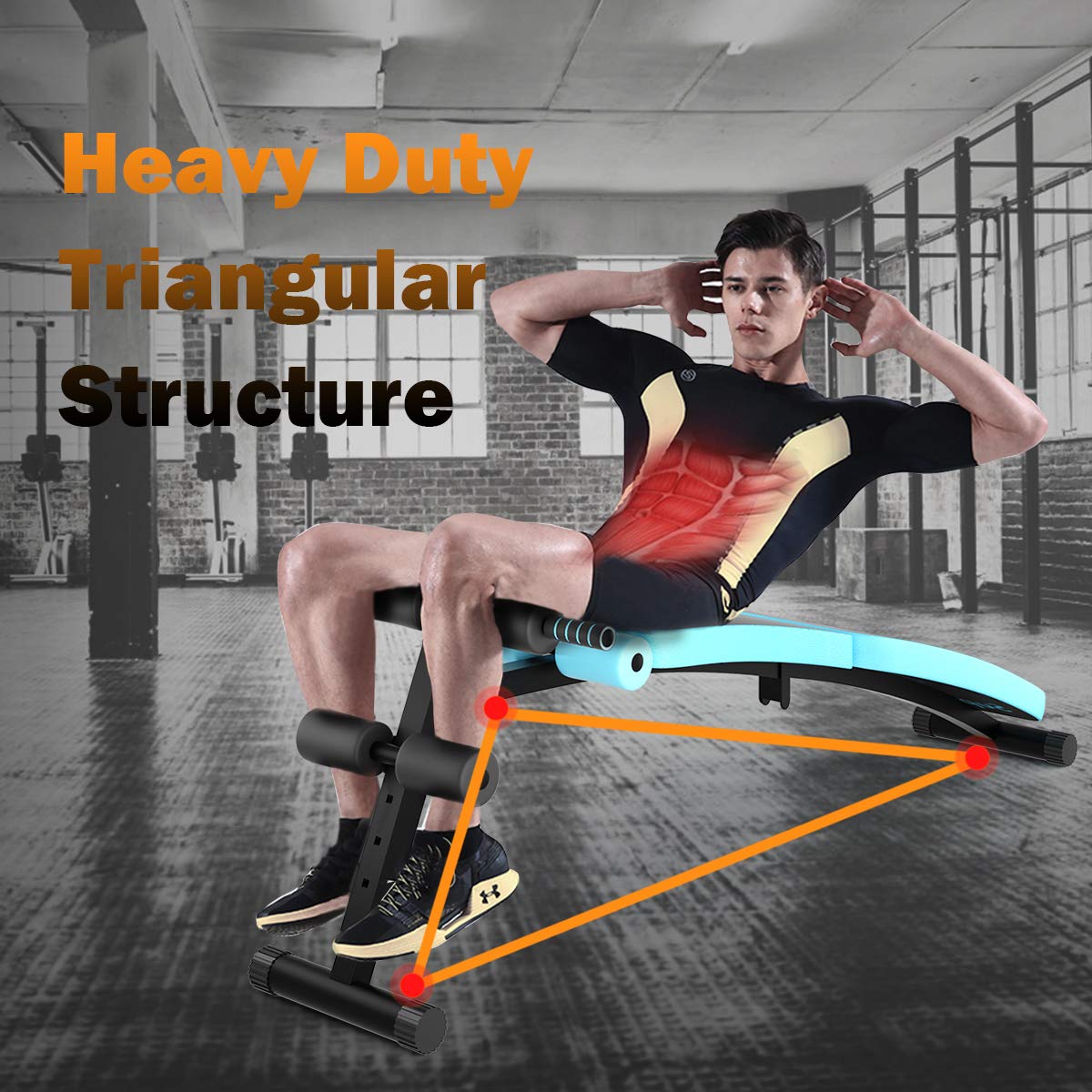 GYMAX Adjustable Sit up Bench, Folding Abdominal Training Slant Bench with Reserve Crunch Handle