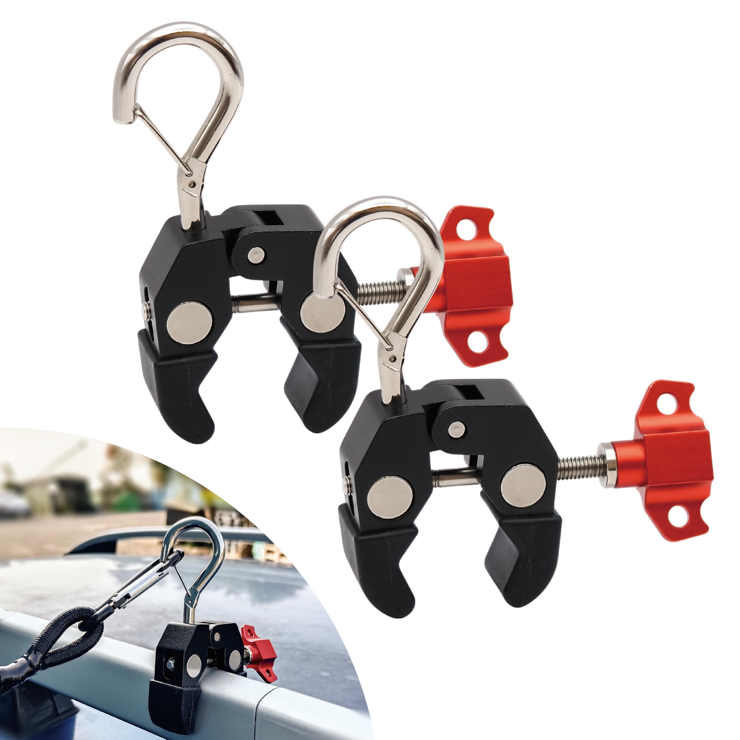 Amazon | 車用タープフック 2個セット – 傷防止・工具不要・簡単