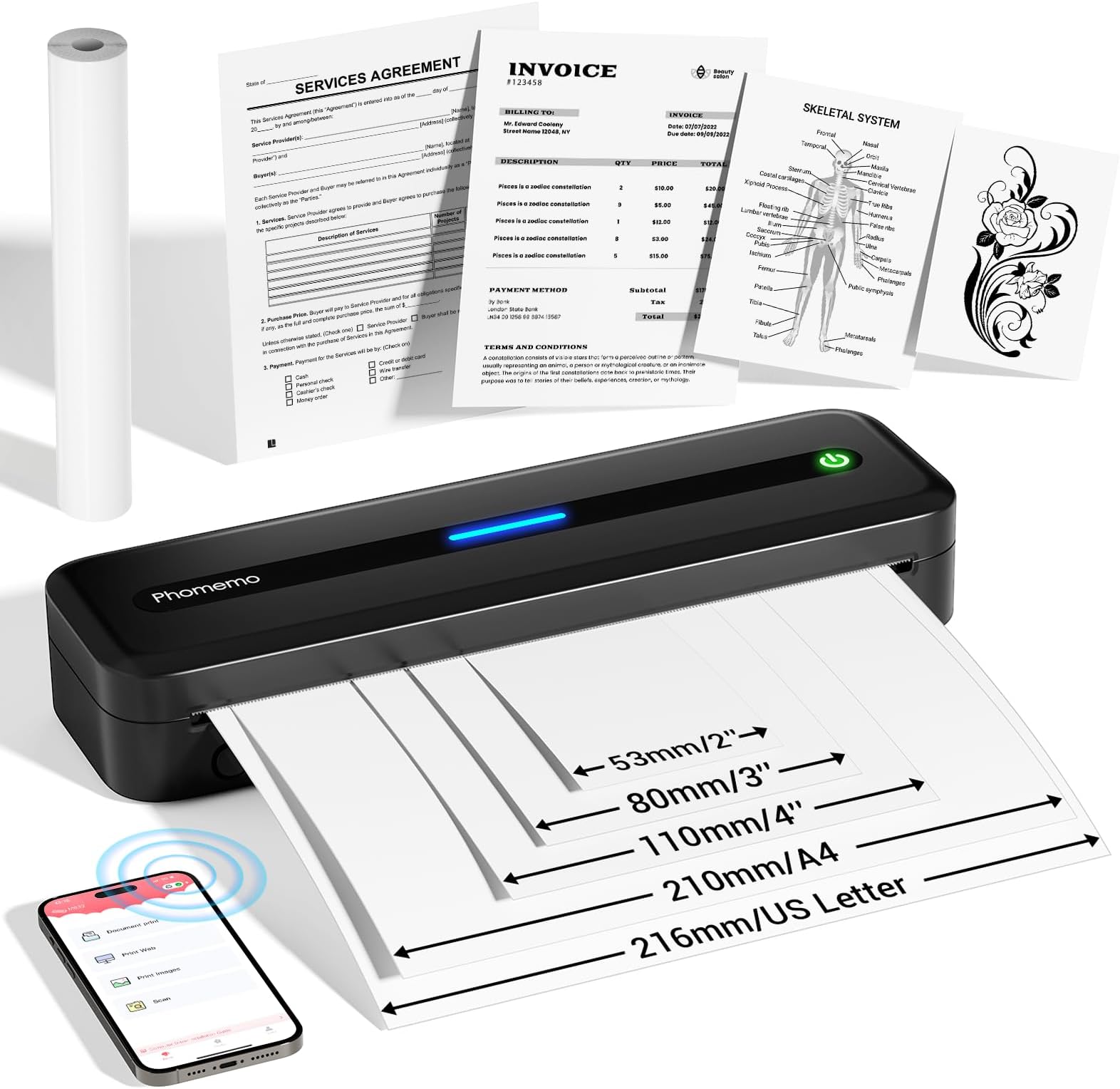 CHENGPI Portable Printers Wireless for Travel Bluetooth