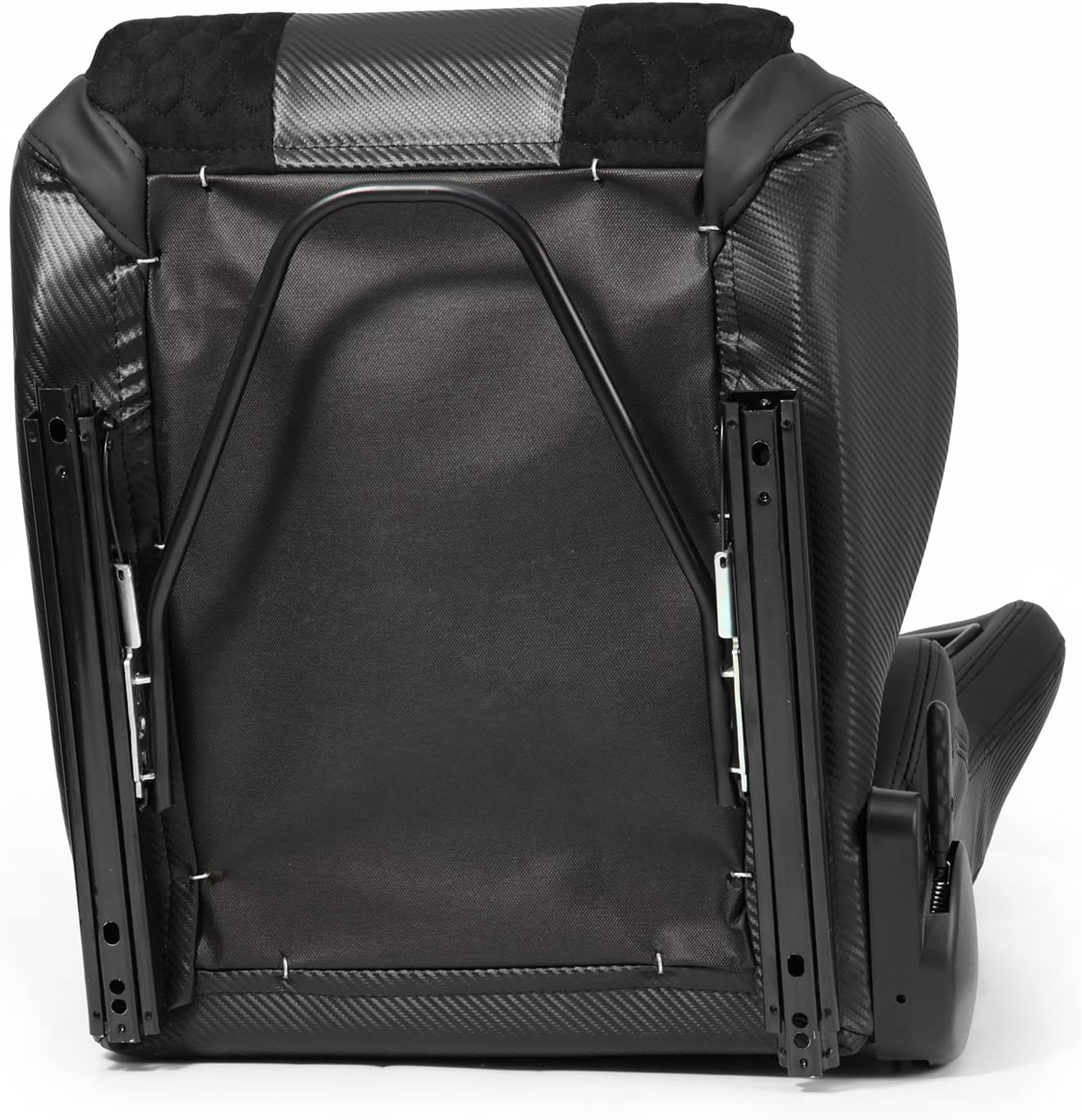 ModifyStreet Pair of All Black PVC w/Suede Snake Pattern & Rear Carbon Fiber Style leather Reclinable Racing Seats W/Silders