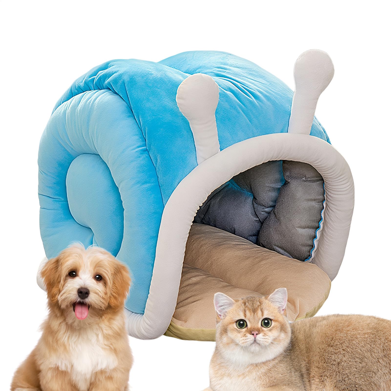 Lit caverne pour chat couvert intérieur - Panier chaud escargot et meuble abri