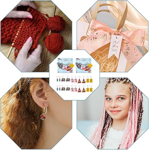 Miniatura 6 de NBEADS 20 marcadores de punto de estudio, lápices de libros, marcadores de punto de ganchillo, cierres de acero inoxidable 304 extraíbles,