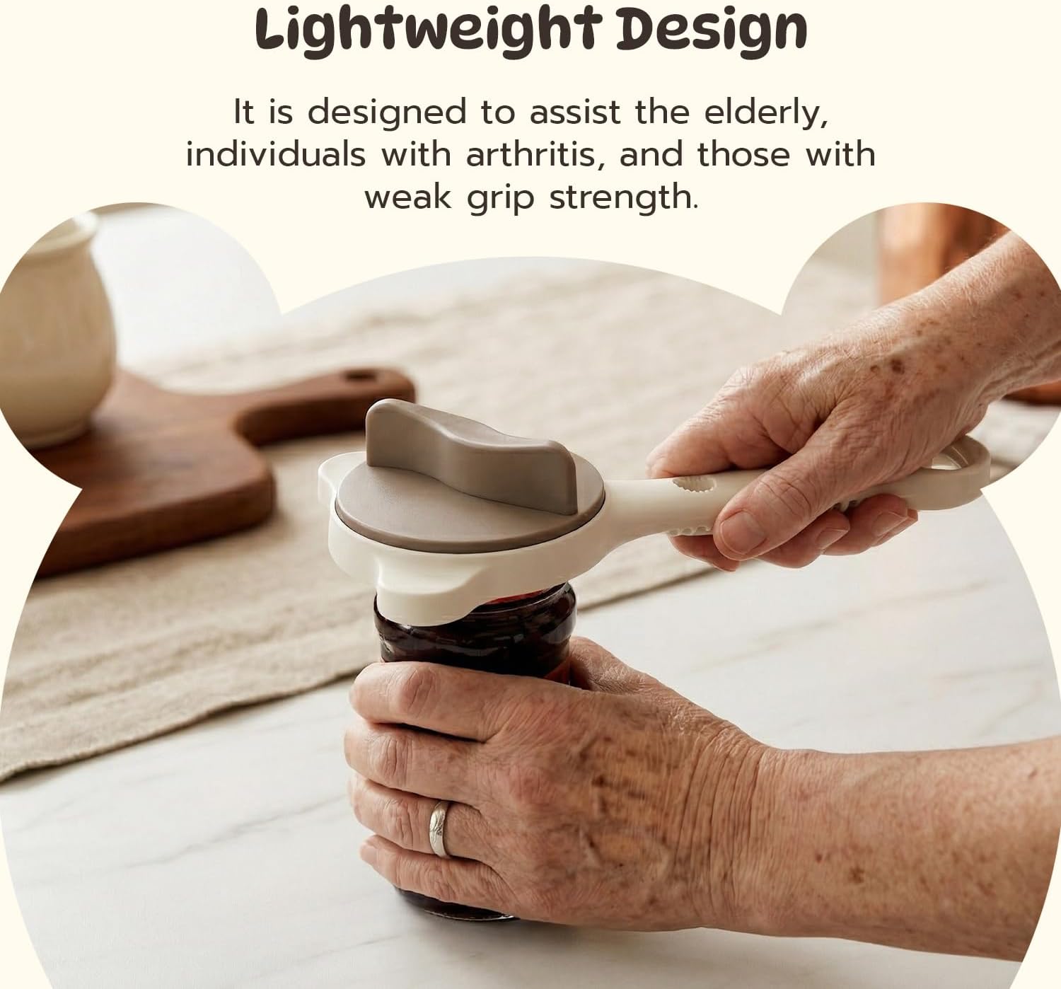 4-in-1 Jar Opener for Seniors with Arthritis & Weak Hands - Adjustable Lid Remover & Beer Bottle Opener | Fits 0.6""-3.5"" Jars, Bottles & Caps | ABS + Stainless Steel Teeth | Mcbazel