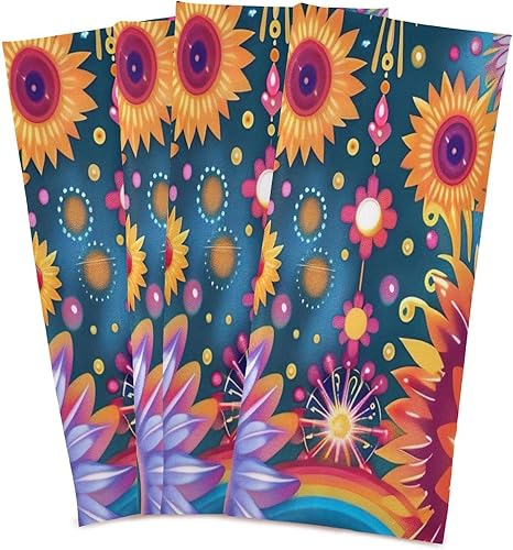 Miniatura 2 de Psychedelic Colorful Retro Flowers Kitchen Towel, 28x18 Kitchen Decor Towels Set Kitchen Towel Cute