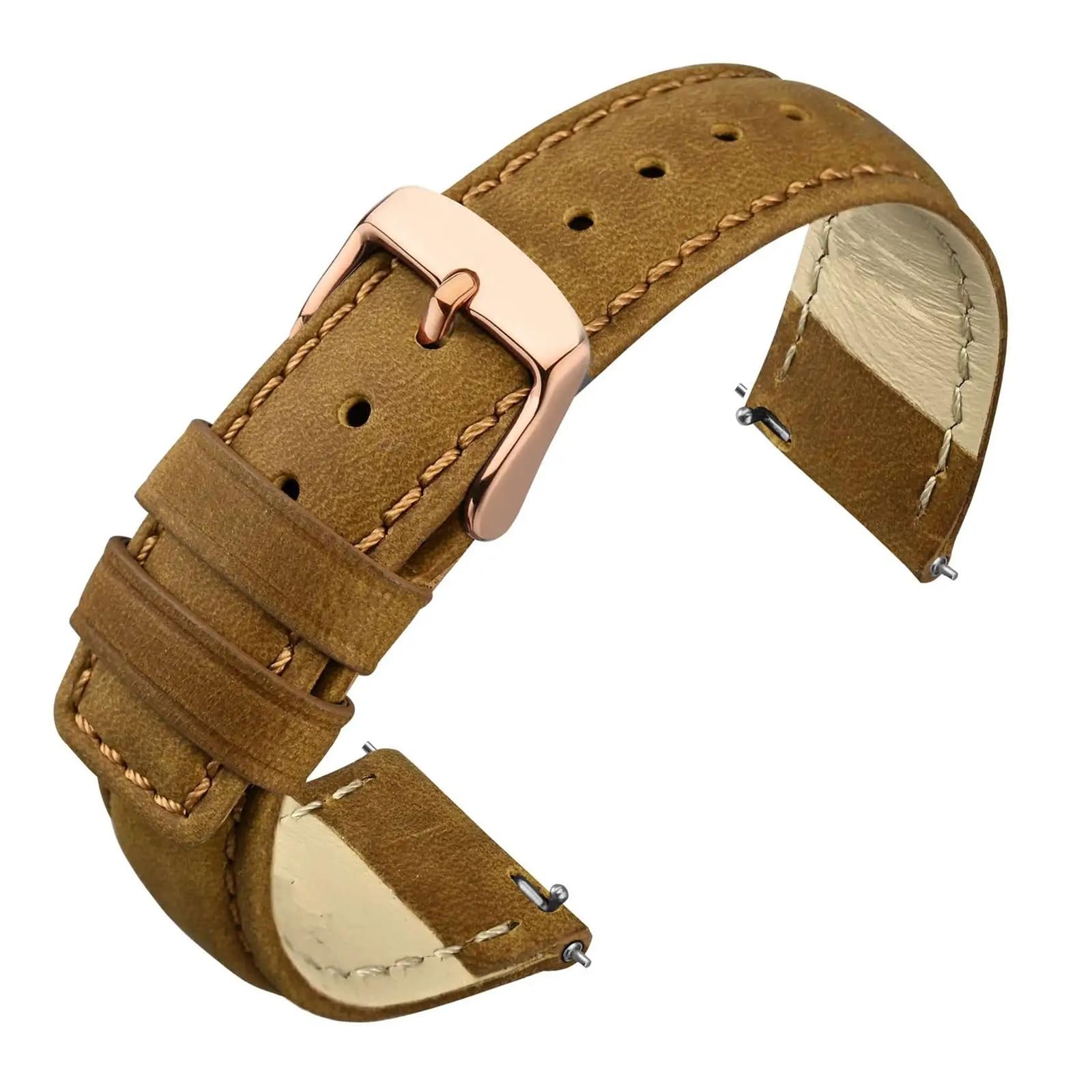 Genérico NASUNJIA Correa De Reloj Vintage De Cuero Crazy Horse De 18 Mm, 20 Mm Y 22 Mm For Hombre Y Mujer, Repuesto De Liberación Rápida.