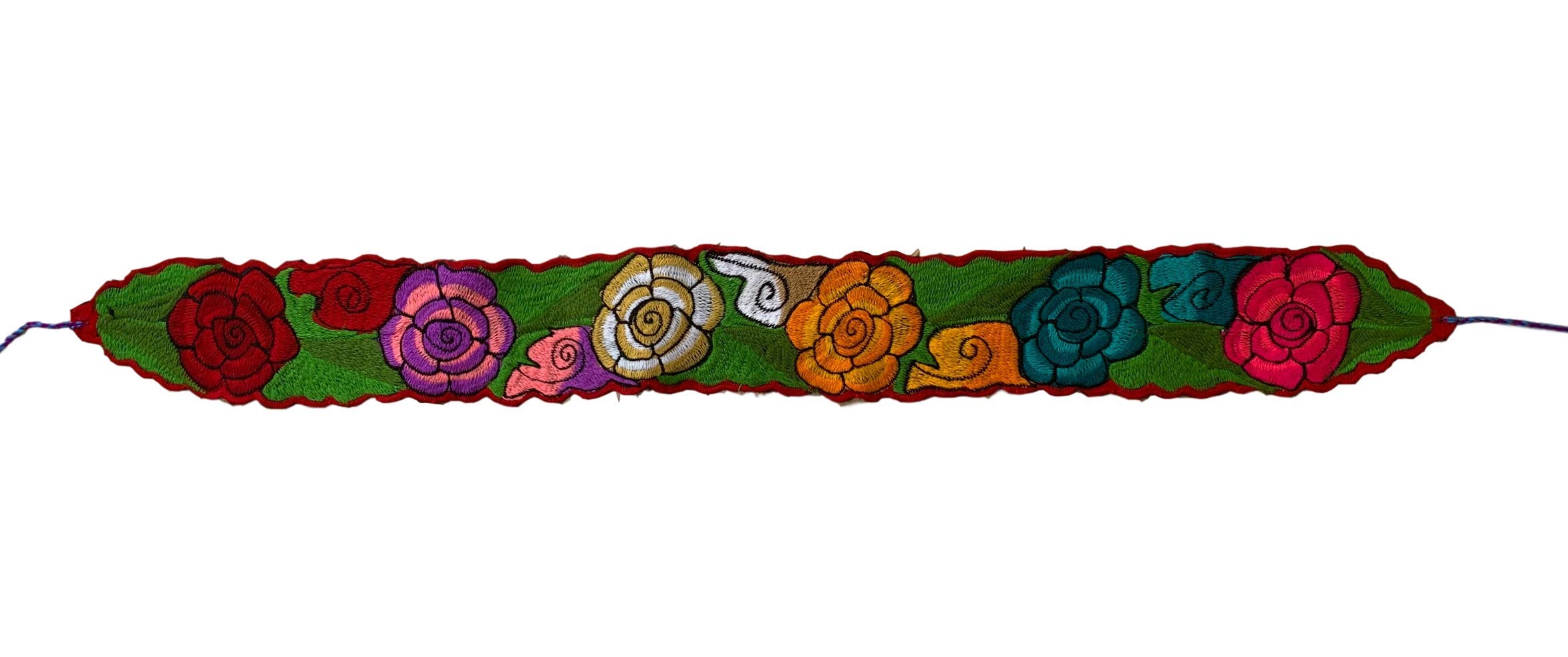Casa Fiesta DesignsFloral Mexican Belt Authentic Handmade Embroidered Belt - Boho Style Floral Belt Cinto Mexicano Faja Flores de Colores, Multi, One Size