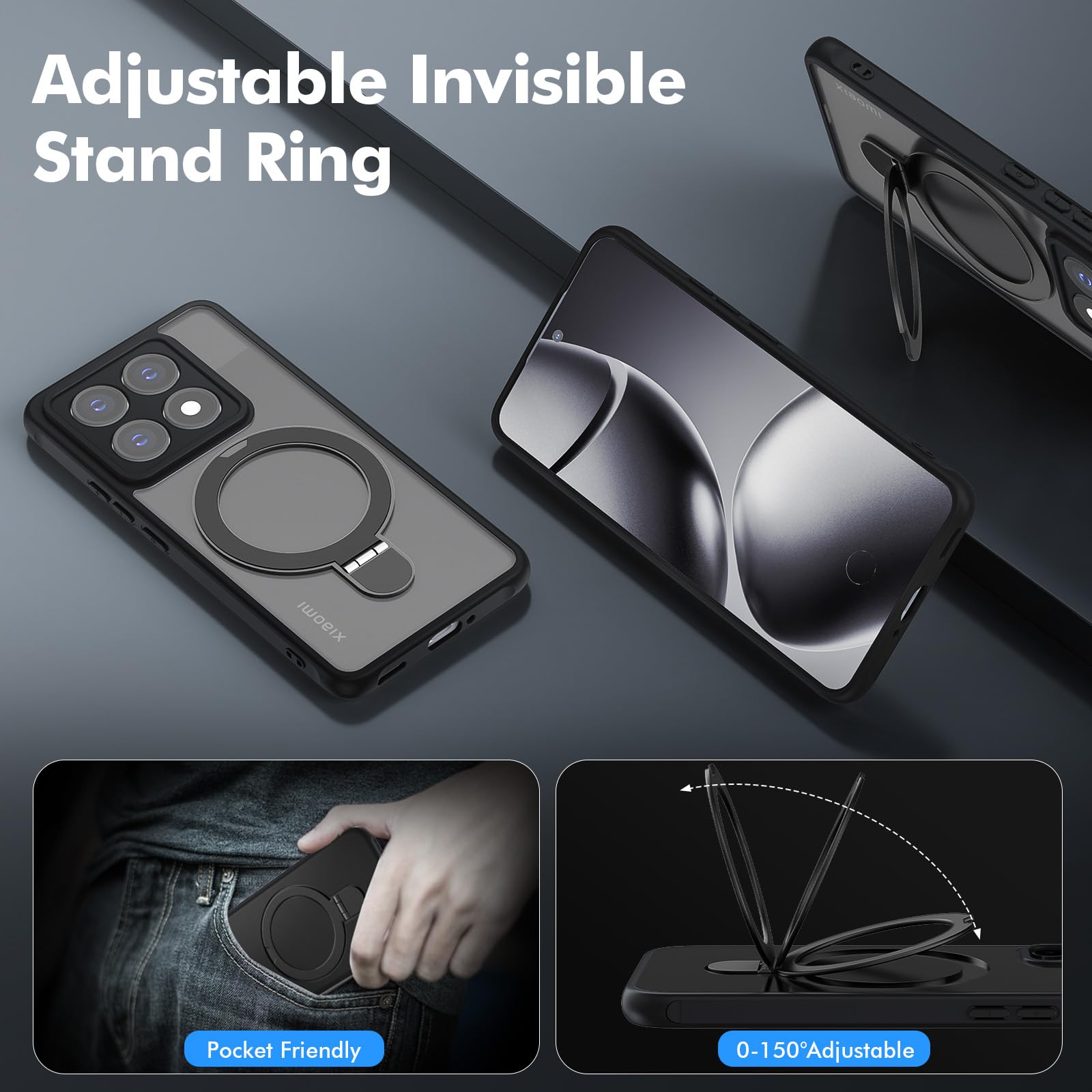 Custodia ibrida Rotary Ring con protezione per fotocamera per Xiaomi