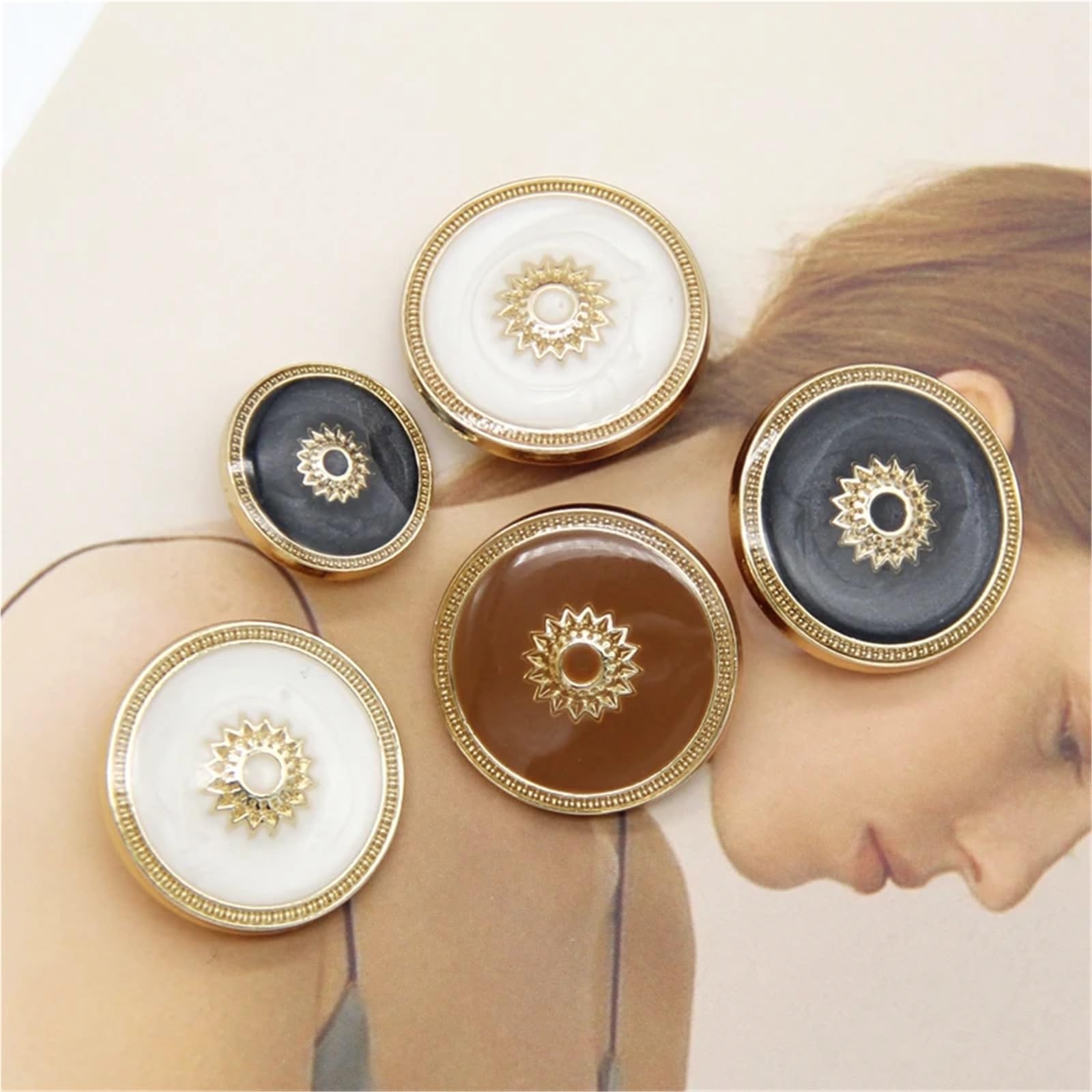 Lot de 30 boutons rétro en métal doré tournesol pour manteau, pull, veste à coudre