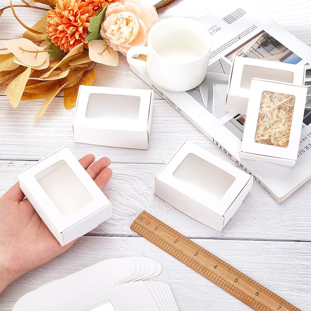 20 Scatole Regalo In Carta Kraft Bianca Con Finestra Trasparente – 17,8x10,9x3,9 Cm – Per Biscotti, Dolci E Piccoli Regali - 4