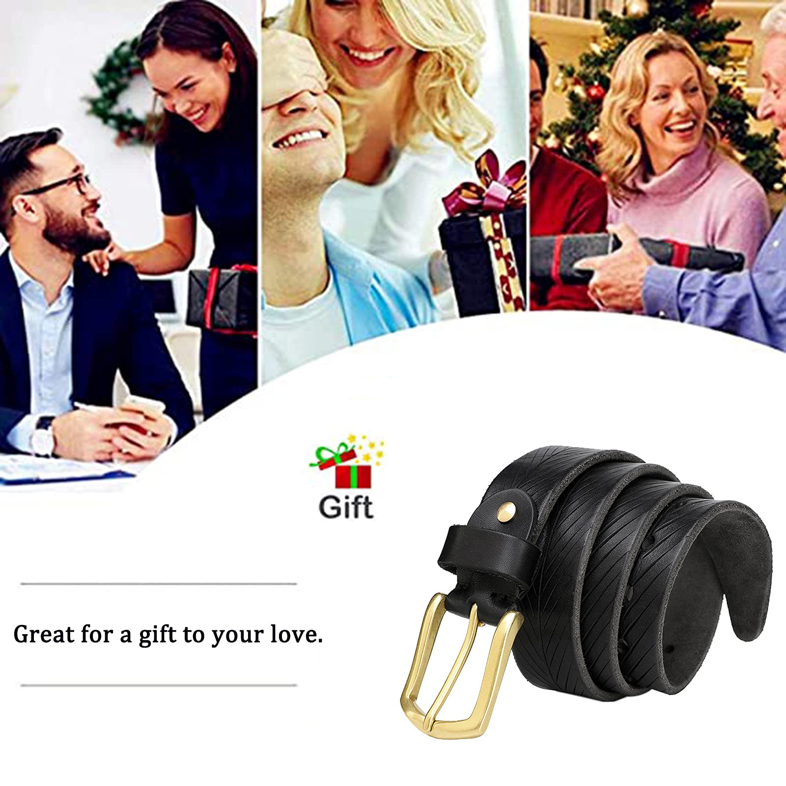 Gürtel für Damen und Herren Rindsleder Leder Geschnitztes Handgemacht Ledergürtel Jeansgürtel mit Gold Dornschließe 38mm breit Perfekt für jeden Anlass
