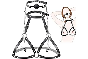 Alluring BDSM Leather Restraint Harness with Intimate Accessories