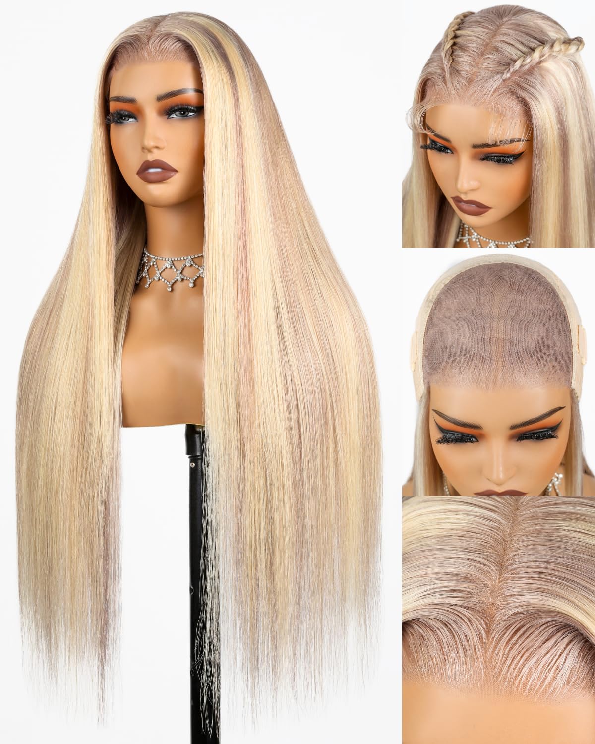 Blonde Wig Human Hair 6x5 Wear And Go Glueless Wigs Human Hair 220% Density P10/613 Lace Front Wig Blonde Highlight Wig Human Hair HD Lace Wig Pre Plucked 30inch