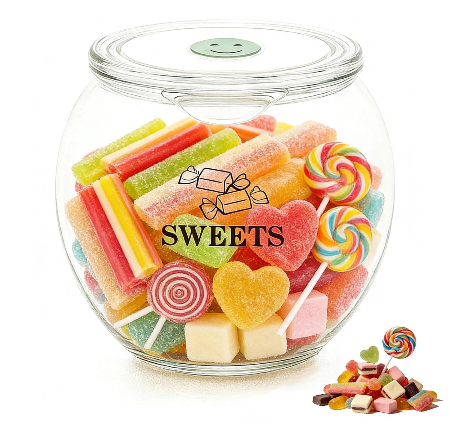 Keksdose mit Deckel,Candy bar zubehör,Süßigkeiten glas,Bonbonglas,PET transparent,Vorratsdose für Kekse, Süßigkeiten,Snacks und Candy Bar Zubehör,2 Stück,2,2 Liter
