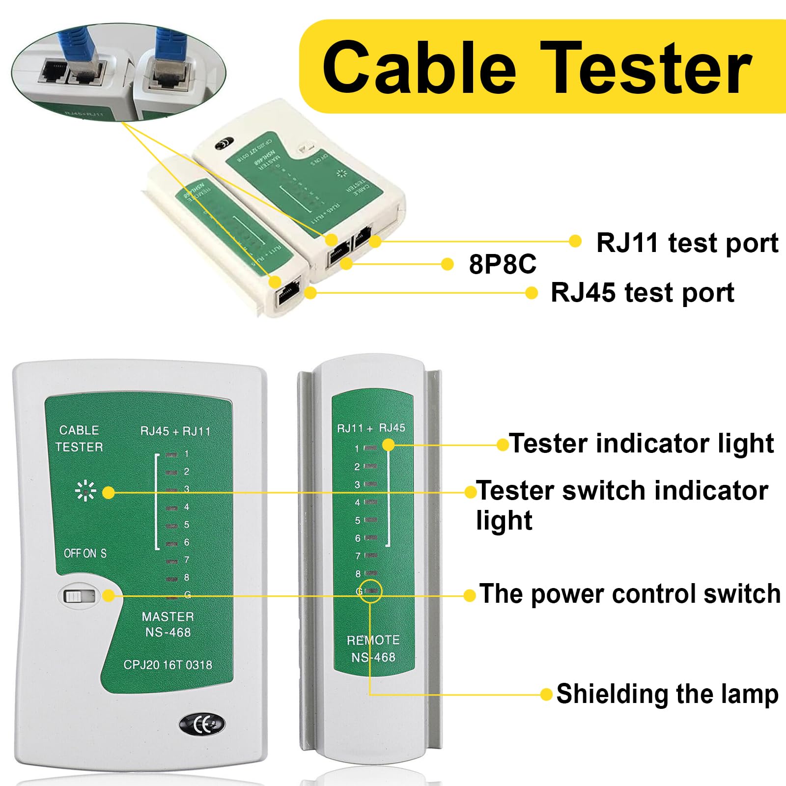 Kit di strumenti di rete – RJ45 Ethernet Computer Manutenzione Ethernet Crimpatrice Kit di riparazione LAN Taster Set per RJ45 Cat5e Cat 6 Cable Crimper Wire Cutter Internet Toolbox