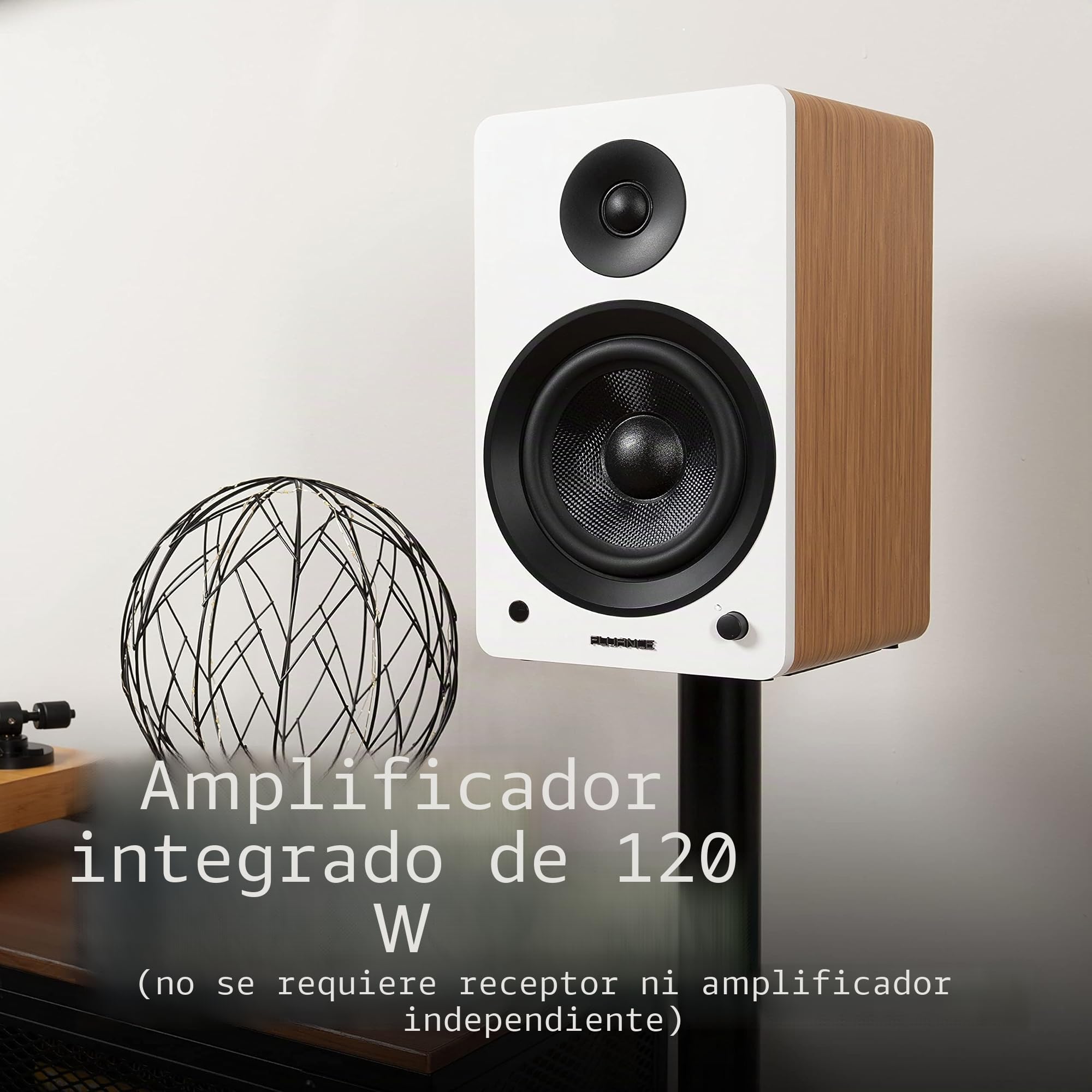 Fluance Ai61 - Altavoces estéreo 2.0 con Drivers de 6.5", Amplificador de 120W para Tocadiscos, TV, PC y Bluetooth 5, Audio inalámbrico, RCA, óptico, USB y Salida subwoofer (Nogal Blanco)