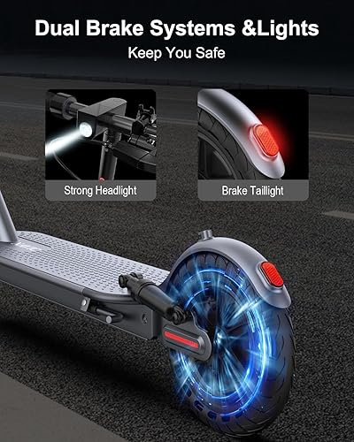 Miniatura 8 de Patinete eléctrico, suspensión básicadual y señales de giro, alcance de hasta 1921 millas, velocidad máxima de 19 Mph, neumáticos sólidos de 8.5