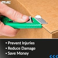 Vista 9 de Pacific Handy Cutter S4SR Cortador de seguridad autorretráctil con protector de metal fijo, divisor de cinta sin cuchillas, protector de acero