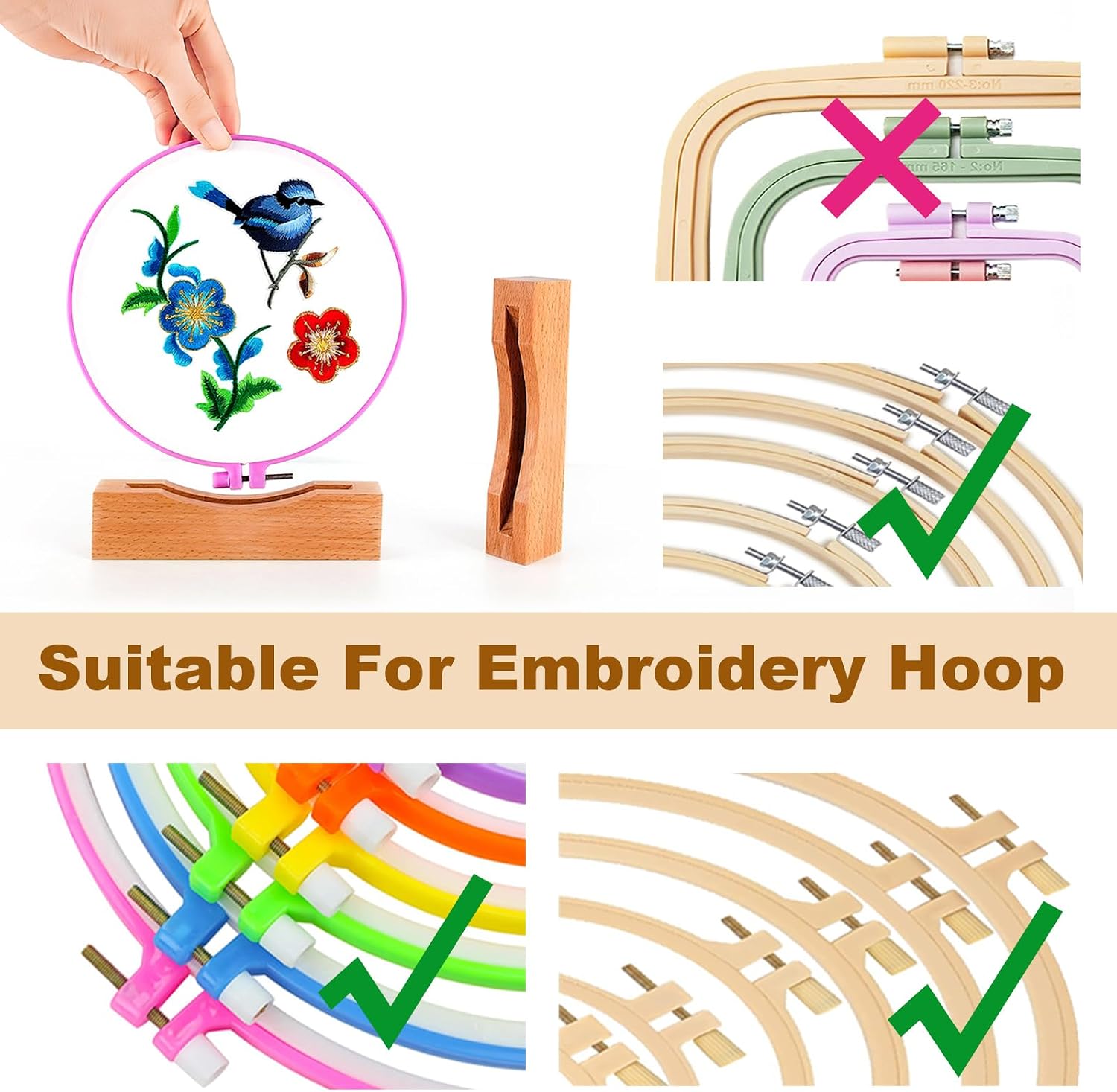 Embroidery Display Holder 3Pack Suitable Cross Stitch Frames,Lap Embroidery Stand Display Embroidery Hoop Stand Display Cross Stitch Kits (Suitable 3-6.7IN Frame)