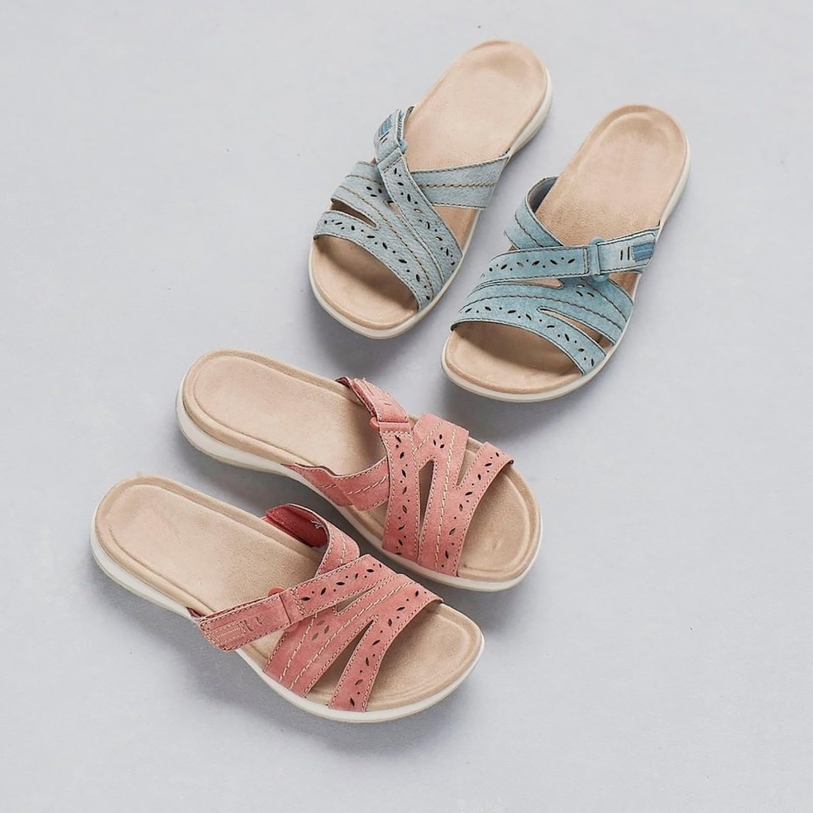 Pantuflas para mujer, de verano, a la moda, con puntera abierta, sandalias de playa para exteriores