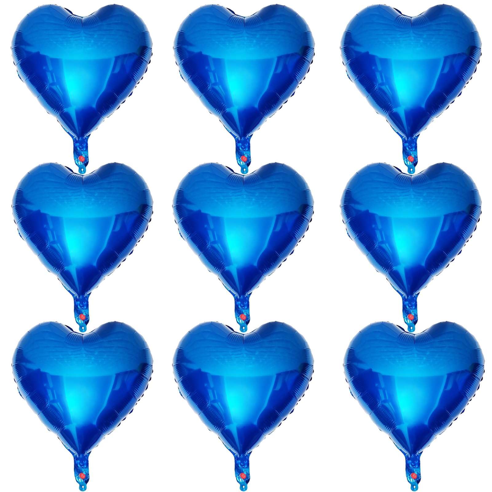 Lovoir 10 Pcs Blue Heart Shape Foil Mylar Balloons 18 Inch Love Balloons for Valentine's Day Birthday Party Decorations Wedding Engagement Romantic