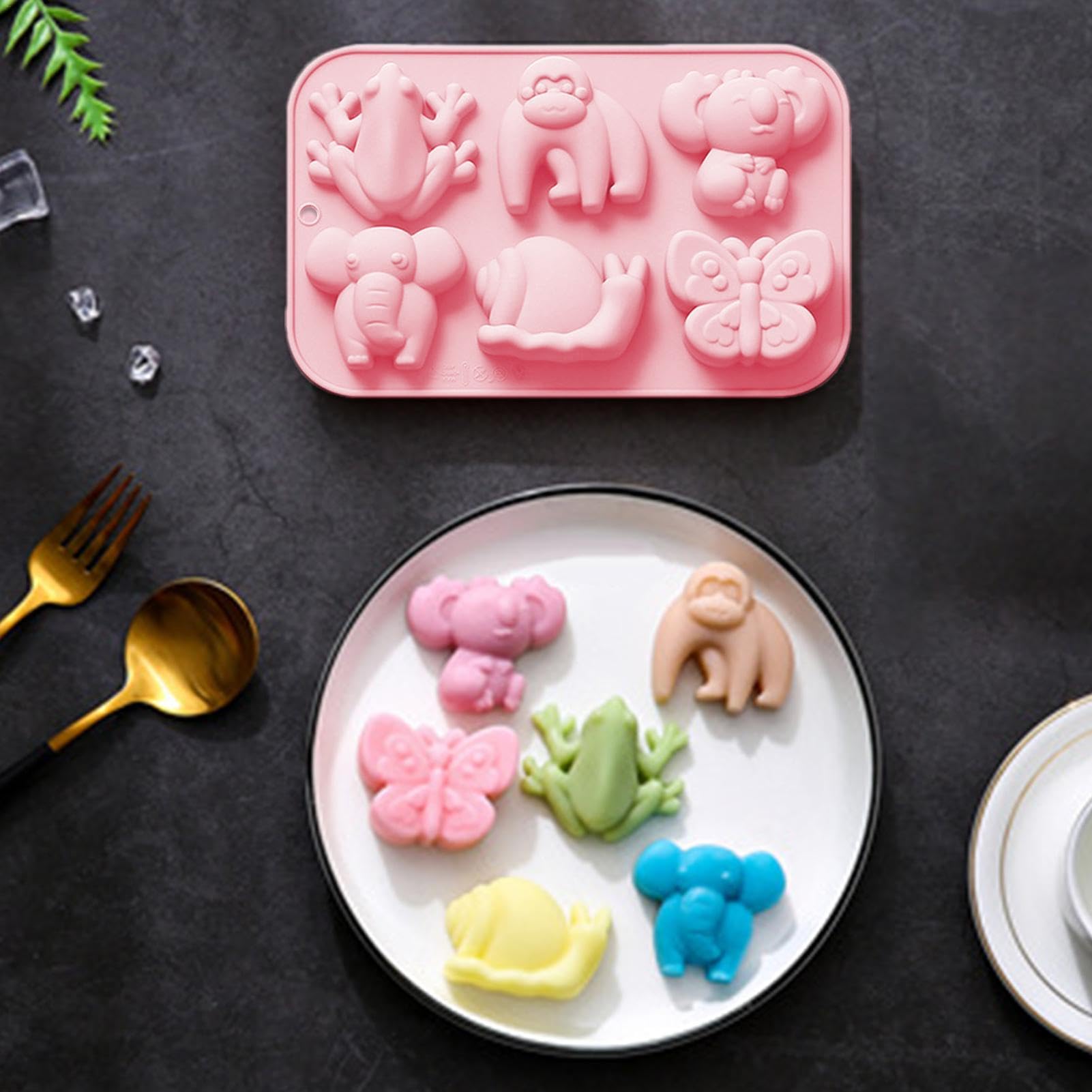 Gummy Animals Silicone Candy Molds - 24 Cavity, Non-Stick, Dishwasher Safe, For Chocolate & Gummies