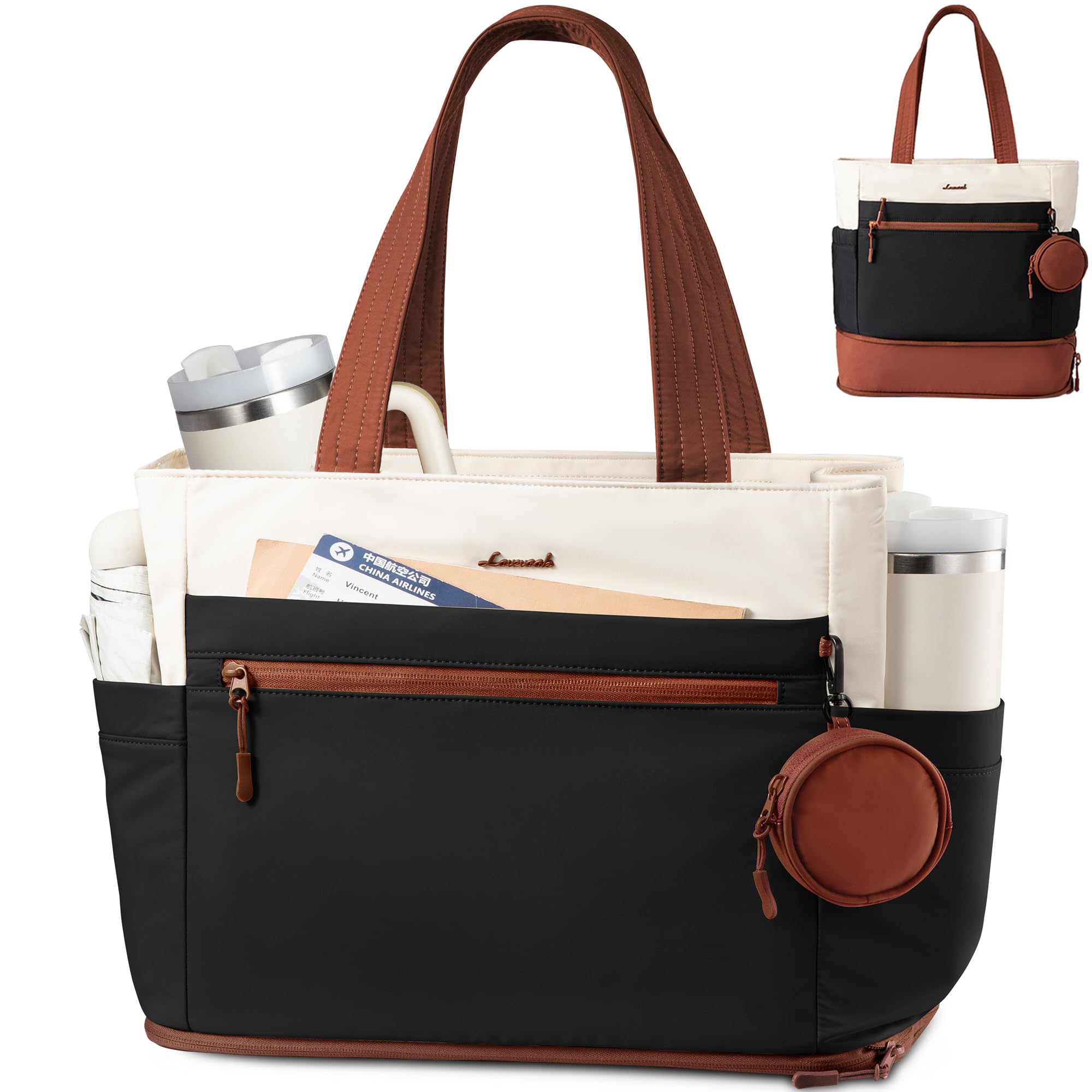 LOVEVOOK Tote Bag for Women Expandable Laptop Work Bag 15 6 Inch 33L Large Travel Handbag with 40oz