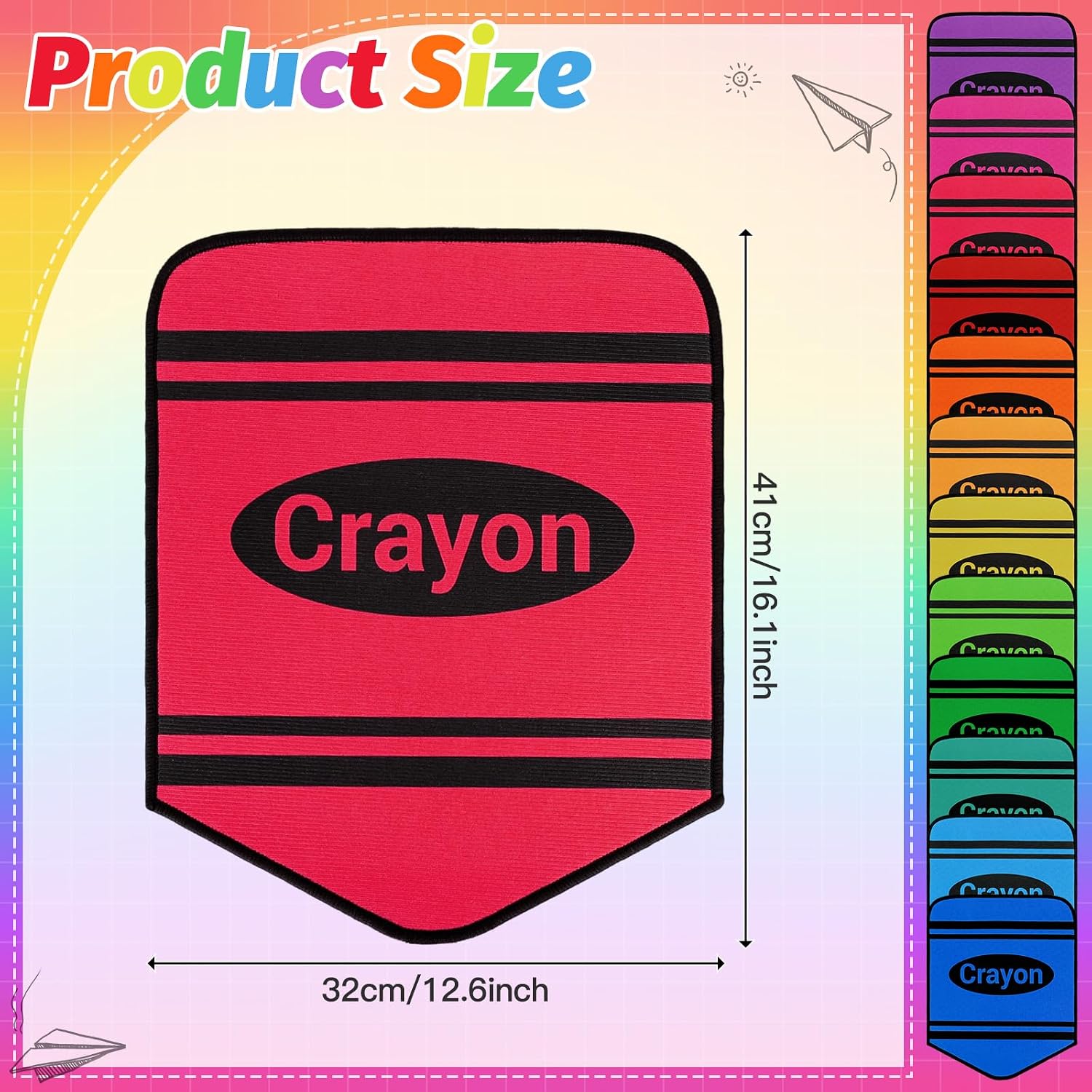 12pcs Crayon Carpet Seats for Classroom 12X16 Inch Colorful Floor Mat Small Crayon Classroom Rug Non Slip Floor Cushions for Preschool Kindergarten Daycare Elementary School Learning Playing Areas image 3