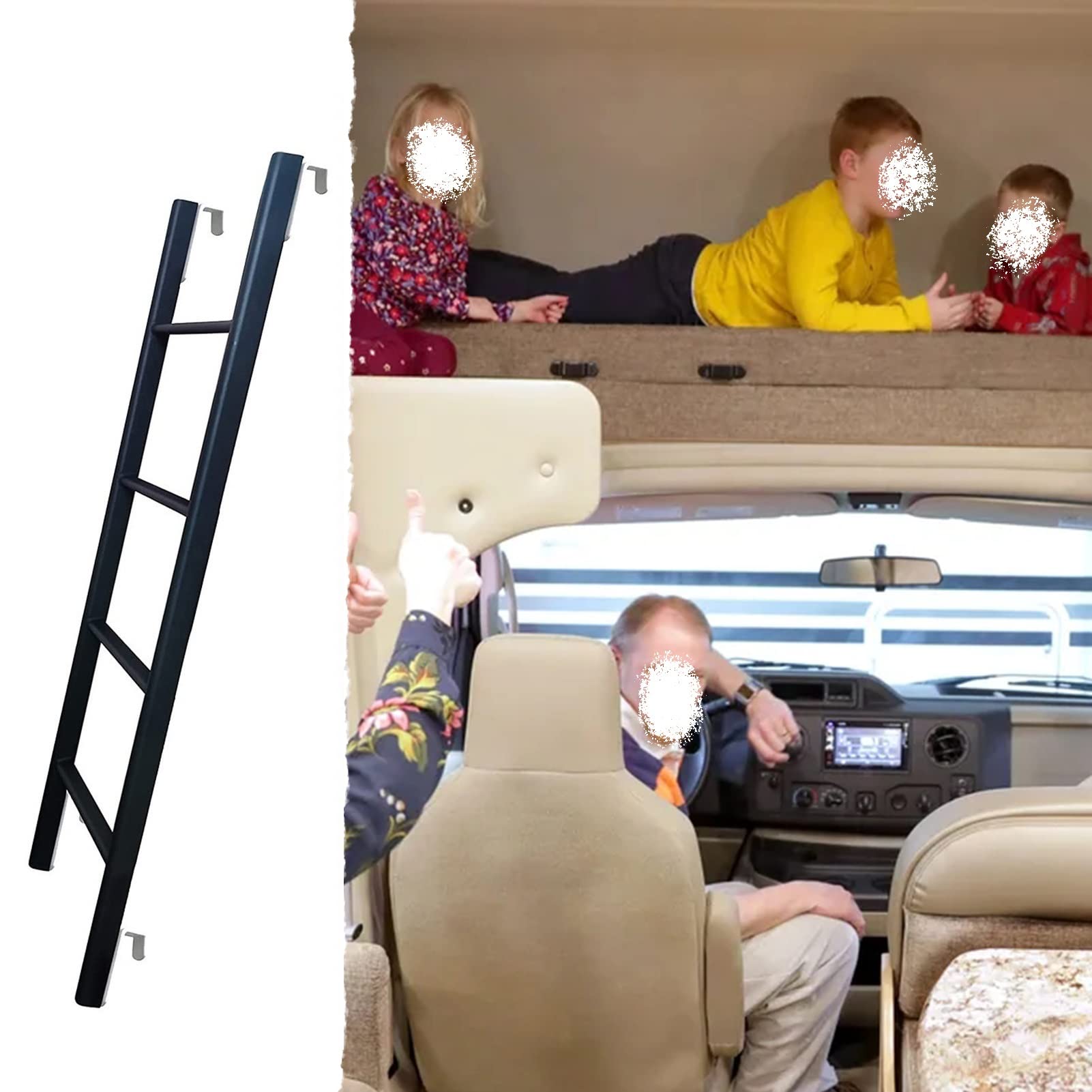 Échelle métallique pour camping-car et bateau avec crochet de sécurité robuste 140 cm
