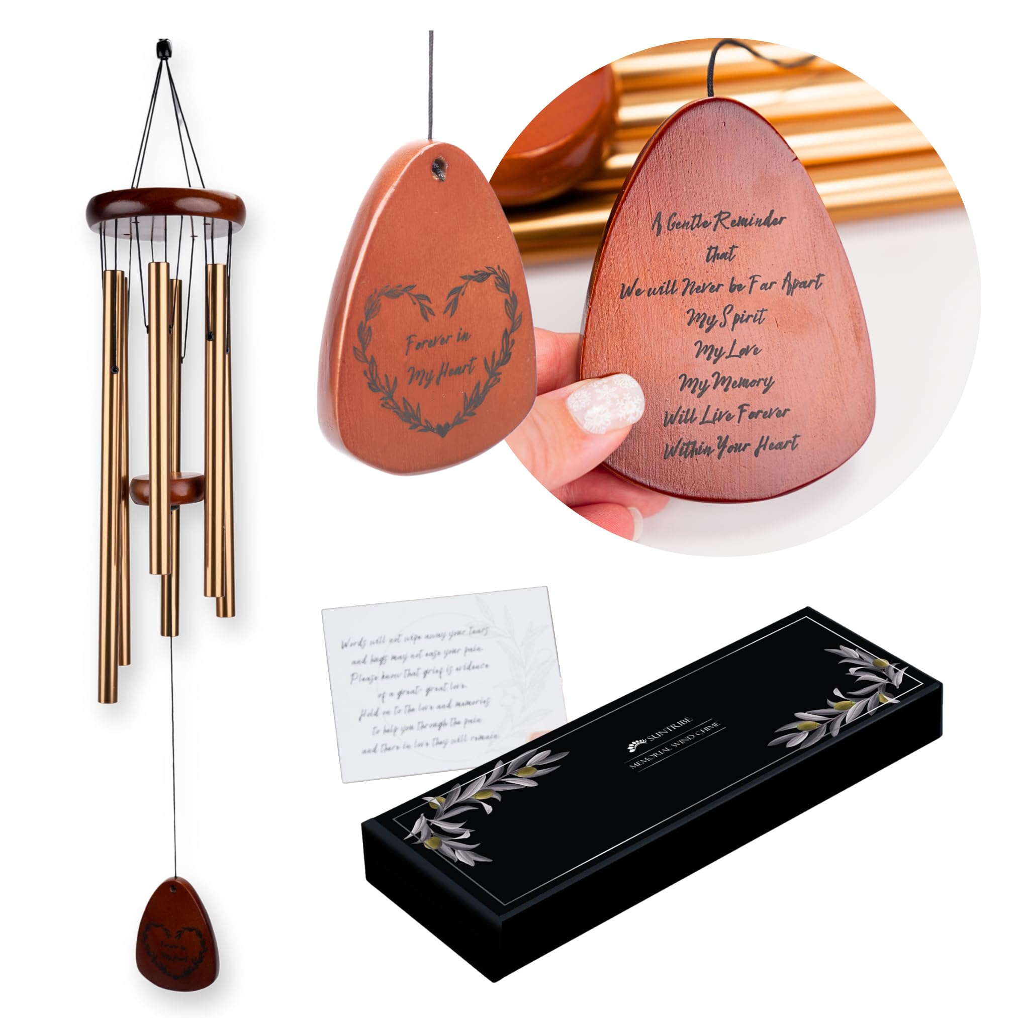SUNTRIBE Sympathy Gift for Loss of Loved one 32 Wind Chimes Outdoor, Memorial Gift for Loss of Mother, Home décor. Sounds sooth and Warm The Heart by