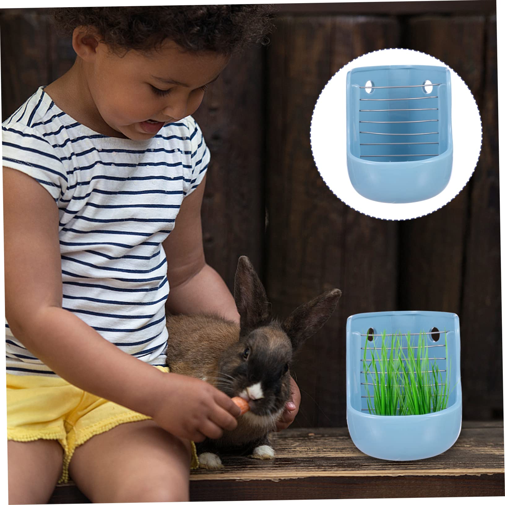 minkissy Comedero para Chinchillas Estante de Hierba, Comedero de Comida y Heno para Conejos, Diseño Cerámico Fijo Antivuelco, Instalable en Jaula