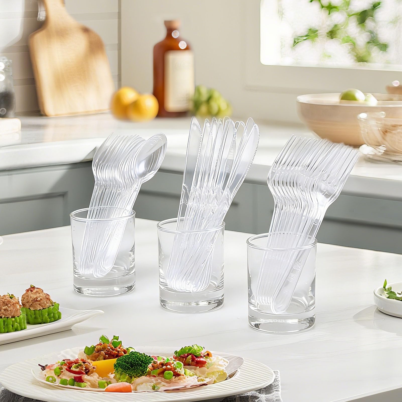Clawsoff 360 Clear Plastic Silverware Set -6