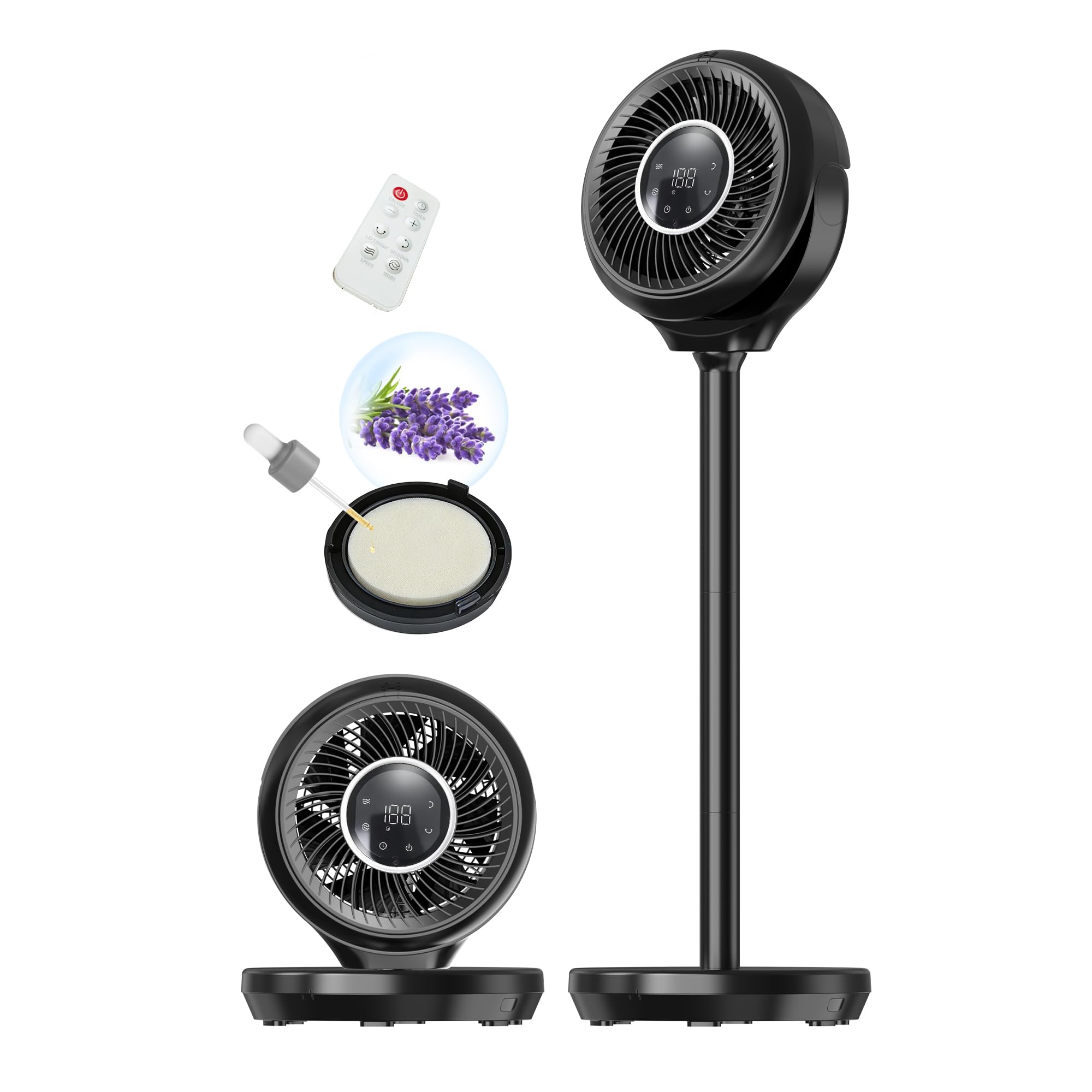 Photo 1 of ***PARTS ONLY NON FUNCTIONAL***Standing Fan for Bedroom, Omnidirectional 180° Oscillating Quiet Pedestal Floor Fans, 25dB Ultra Quiet DC Cooling Fan Blows Cold Air with Remote, 15 Speed, 3 Modes, 12H Timer, 15-38" Height Adjustable