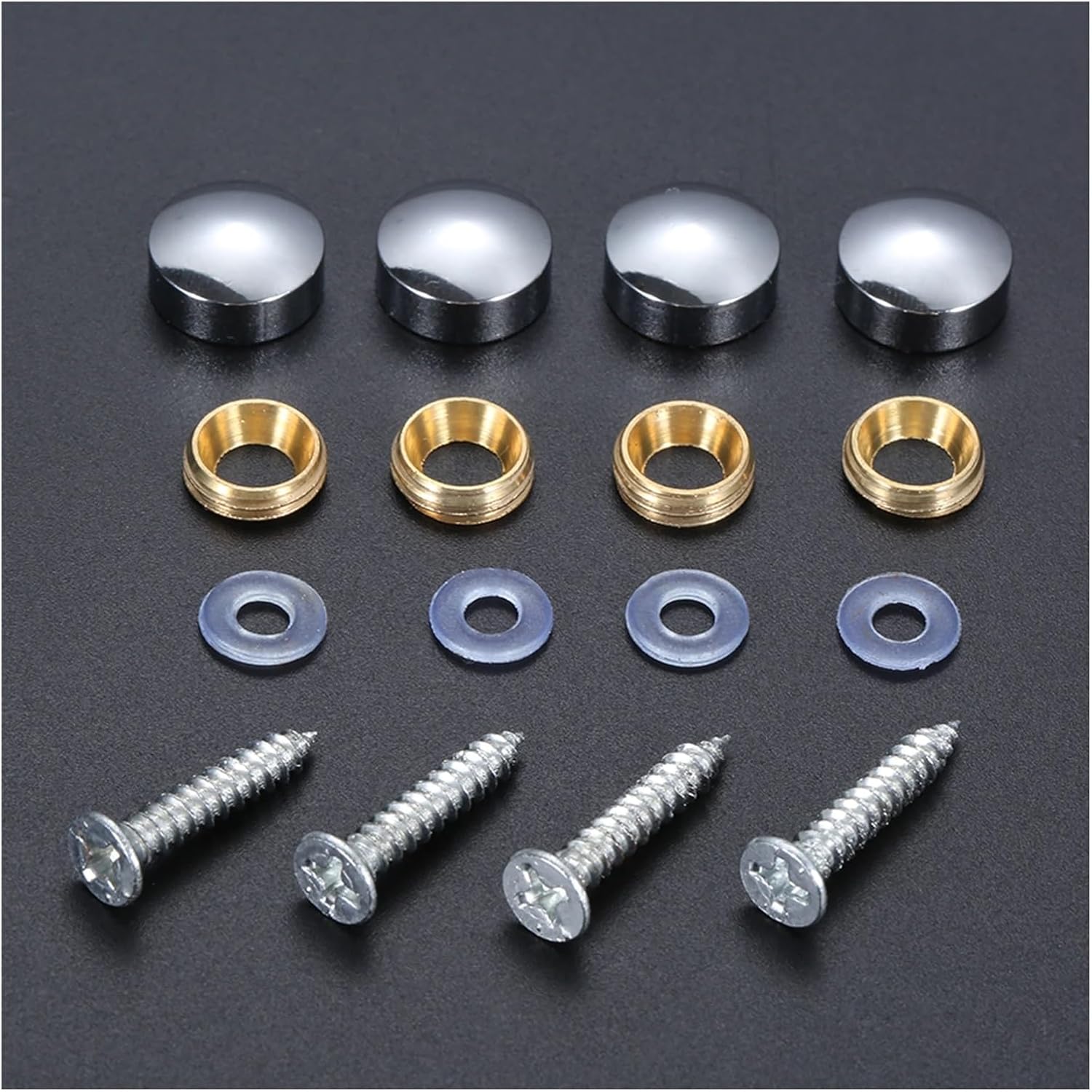 60 Pcs Silver 12mm Copper Advertising Screws Mirror Nails Decorative Cover Advertisement Fixing Screw Glass Fastener Hardware