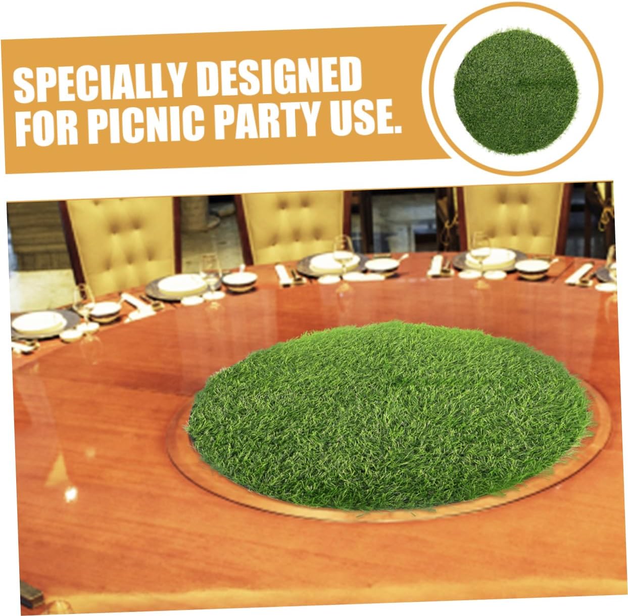 Artificial Grass Turf 23.62 Inch Realistic Synthetic Fake Faux Grass Rug Round Carpet Landscape for Dogs Indoor Outdoor Garden Lawn Mat