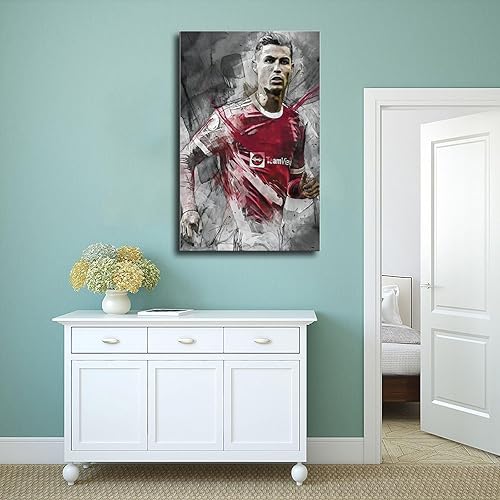 Miniatura 4 de DEEFOG Ronaldo - Póster de fútbol de fútbol americano para pared, pintura impresa para sala de estar, dormitorio, sin marco 12 x 18 pulgadas (11.8 x