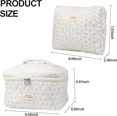 Miniatura 6 de NATINSA Linda bolsa de maquillaje para mujer (2 unidades), bolsas de cosméticos de viaje, bolsa organizadora de artículos de tocador florales de
