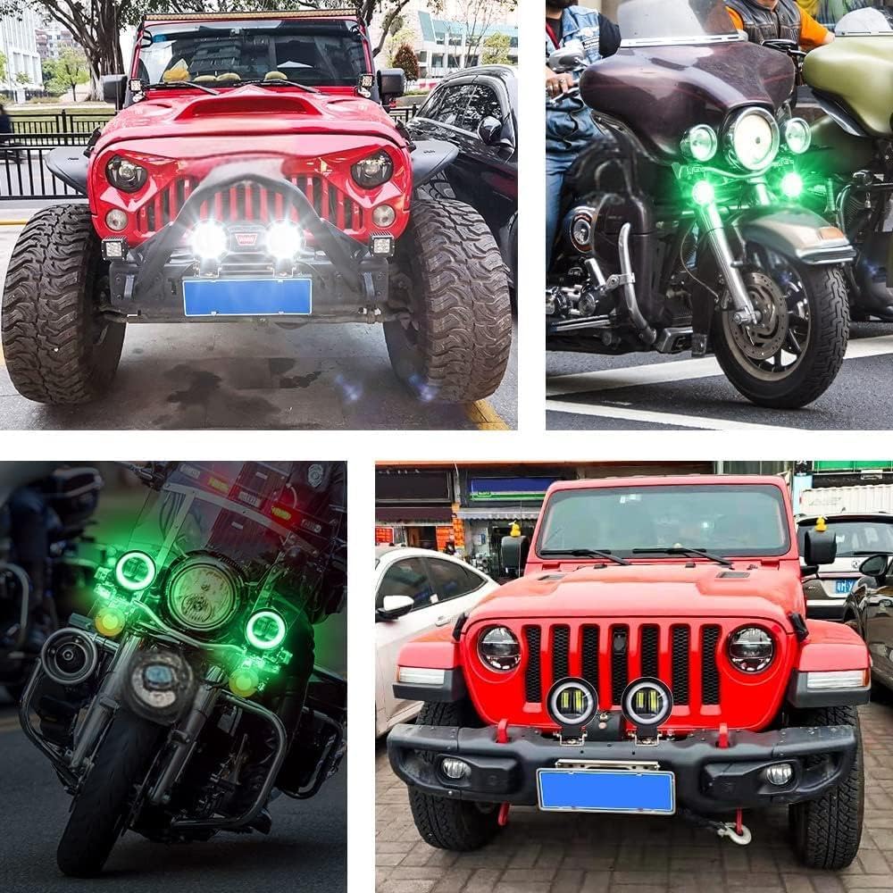 Motorcycle Fog Lights Motorcycle Led Spotlights with Red Halo DRL White Light Waterproof Motorbike Driving Light 12V 24V