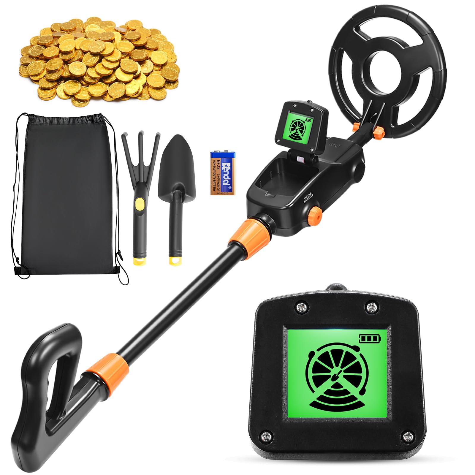 Kids Metal Detector, Lightweight IP68 Waterproof Metal Detectors with LCD & Sound Indication, Higher Accuracy Metal Detector for Kids with Shovel for Metal Exploration Hiking Outdoor