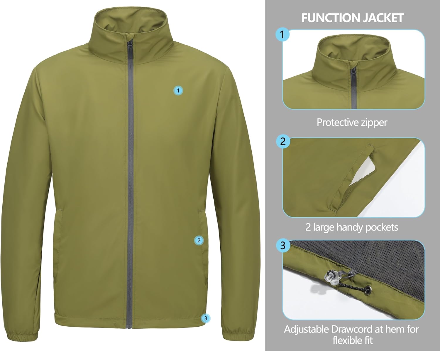 Little Donkey Andy Men’s Lightweight Breathable Windbreaker Golf Jacket UPF50+ Windproof Outdoor Running Coat - Image 5