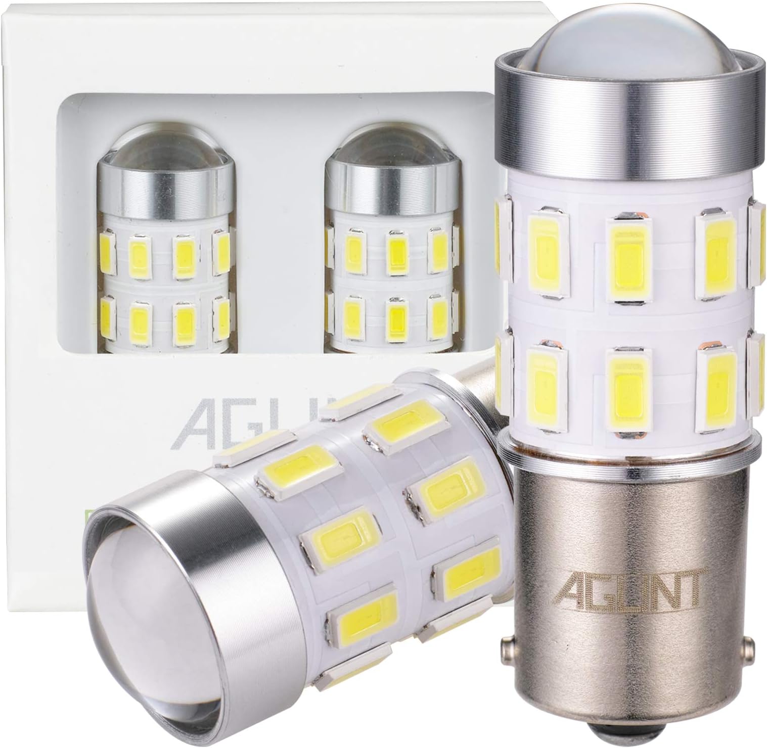AGLINT P21W 1156 LED Bulb 382 BA15S 24SMD 12V 24V for RV Interior Light Car LED Backup Reverse Light Position Turn Signal Indicator Parking Tail Brake Rear Fog Lights 6500K White 2Pcs