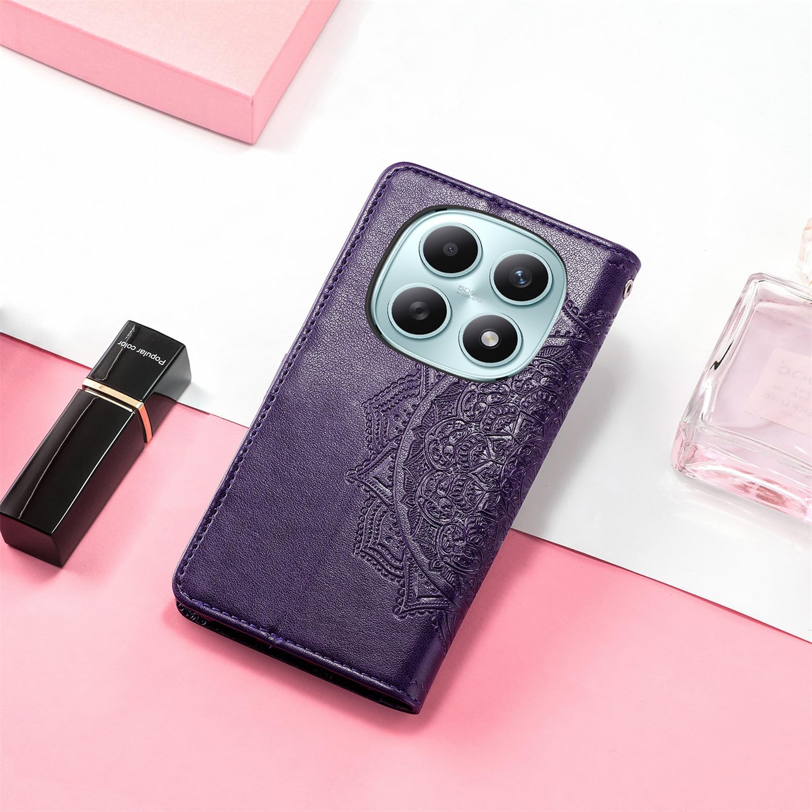 Pokrowiec na Xiaomi Redmi Note 15 5G / 4G / POCO M8 5G, Skórzana Okładka Portfelowa z Klapką Flip Case z uchwytem na karty, Zamknięcie magnetyczne [Mandala] Wewnętrzny cienki antywstrząsowy