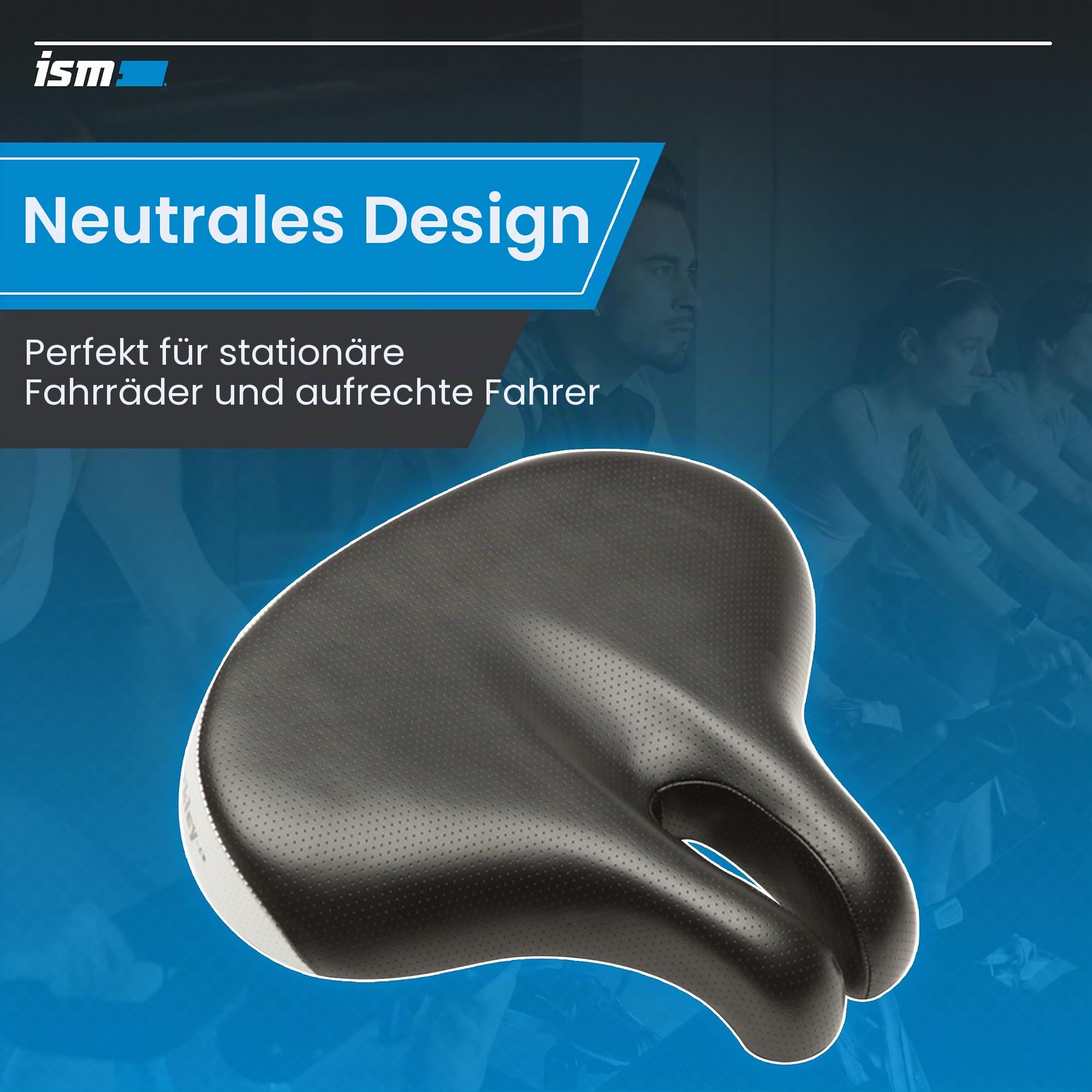 ISM Comfort Series Noseless Bike Saddle for Upright Riders - Anatomic Relief Bicycle Saddle for Hybrid, Police, Commuter Bikes, and Beach Cruisers - Wide and Thick Comfortable Bike Seat for Men/Women