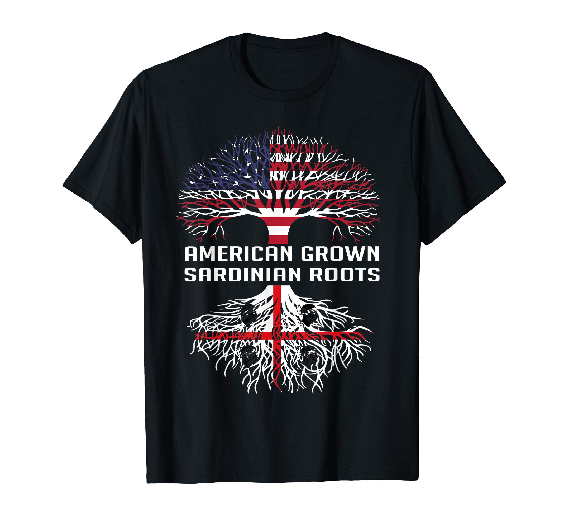Sardinian Roots American Grown Sardinia Flag Proud Sardinian T-Shirt