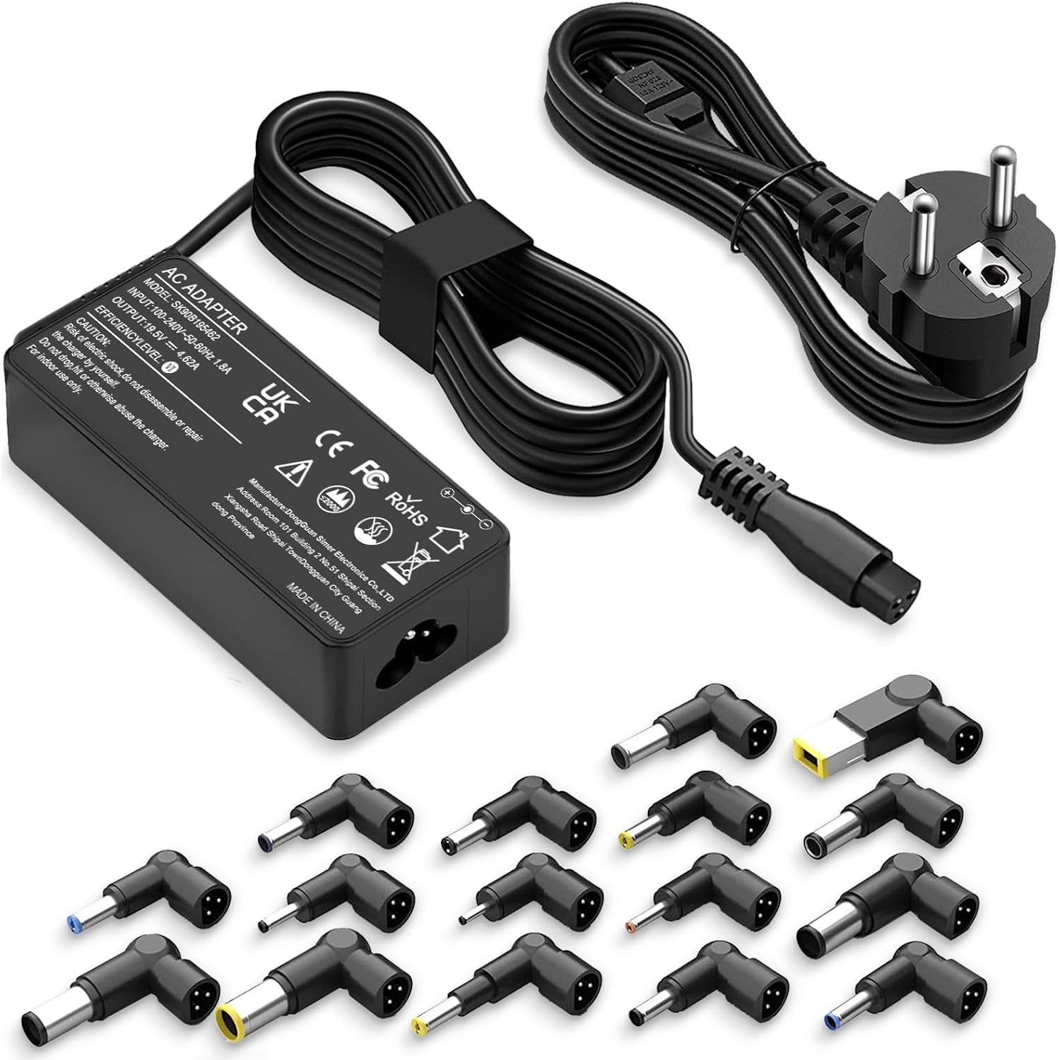 Adaptateur de chargeur universel pour ordinateur portable 90 W compatible avec HP Dell Lenovo Acer ASUS Samsung Sony Gateway ordinateur portable Chromebook cordon d&rsquo;alimentation avec 16 embouts