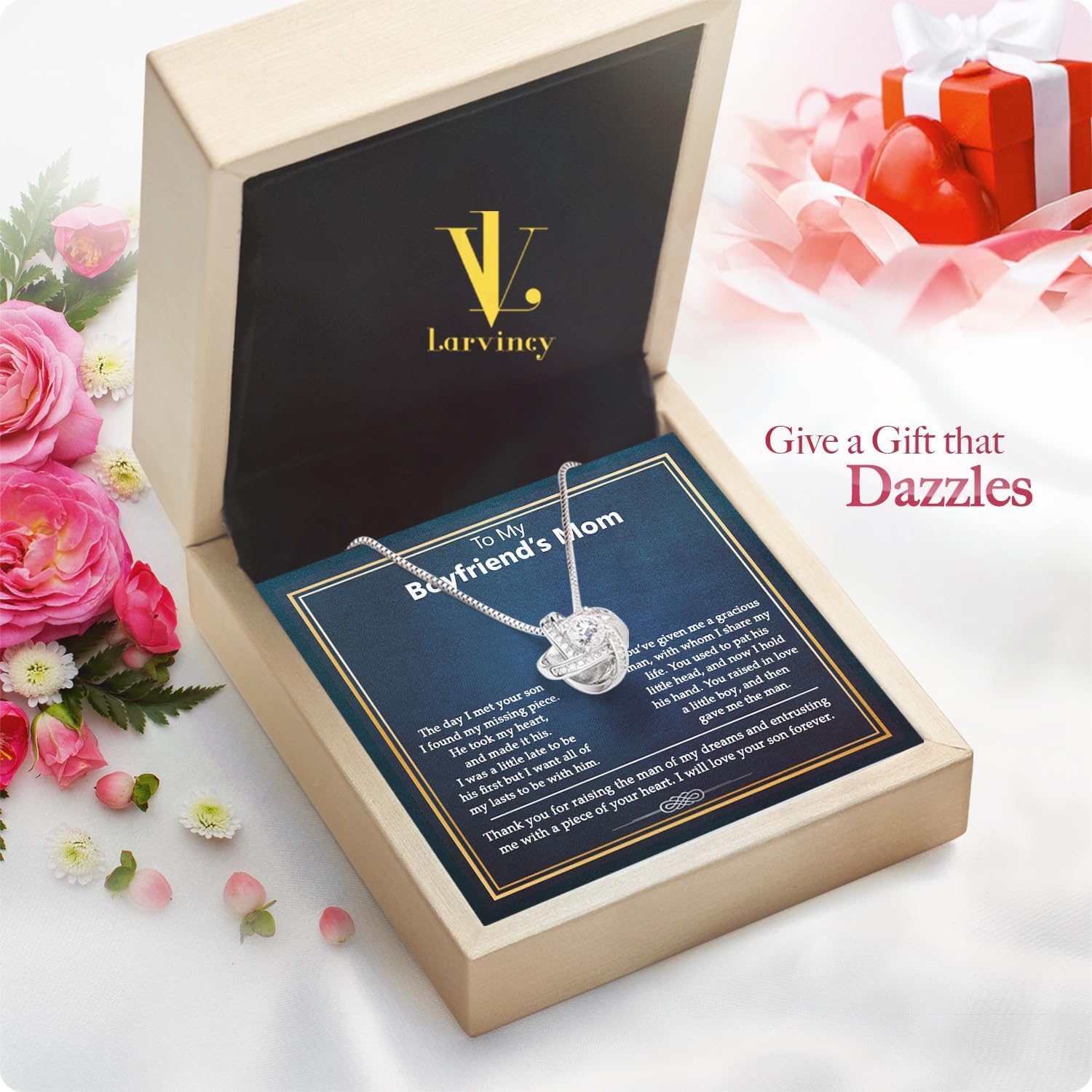 Larvincy To My Boyfriends Mom Necklace With Heartfelt Message & Elegant Box - Boyfriend Mom Gifts From Girlfriend On Birthday, Mothers Day, Christmas Or Special Occasion - Image 2