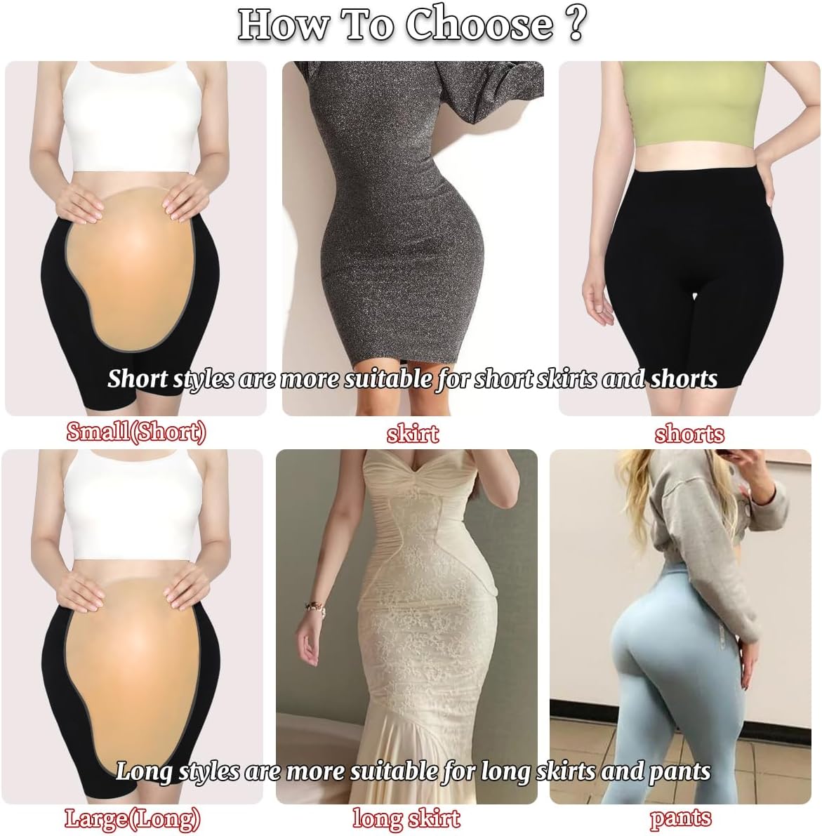 NSSZNUS 2Pcs Self Adhesive Silicone Hip Pads for Women Realistic Thick Buttocks Butt Pads Hip Dip Filler Shapewear